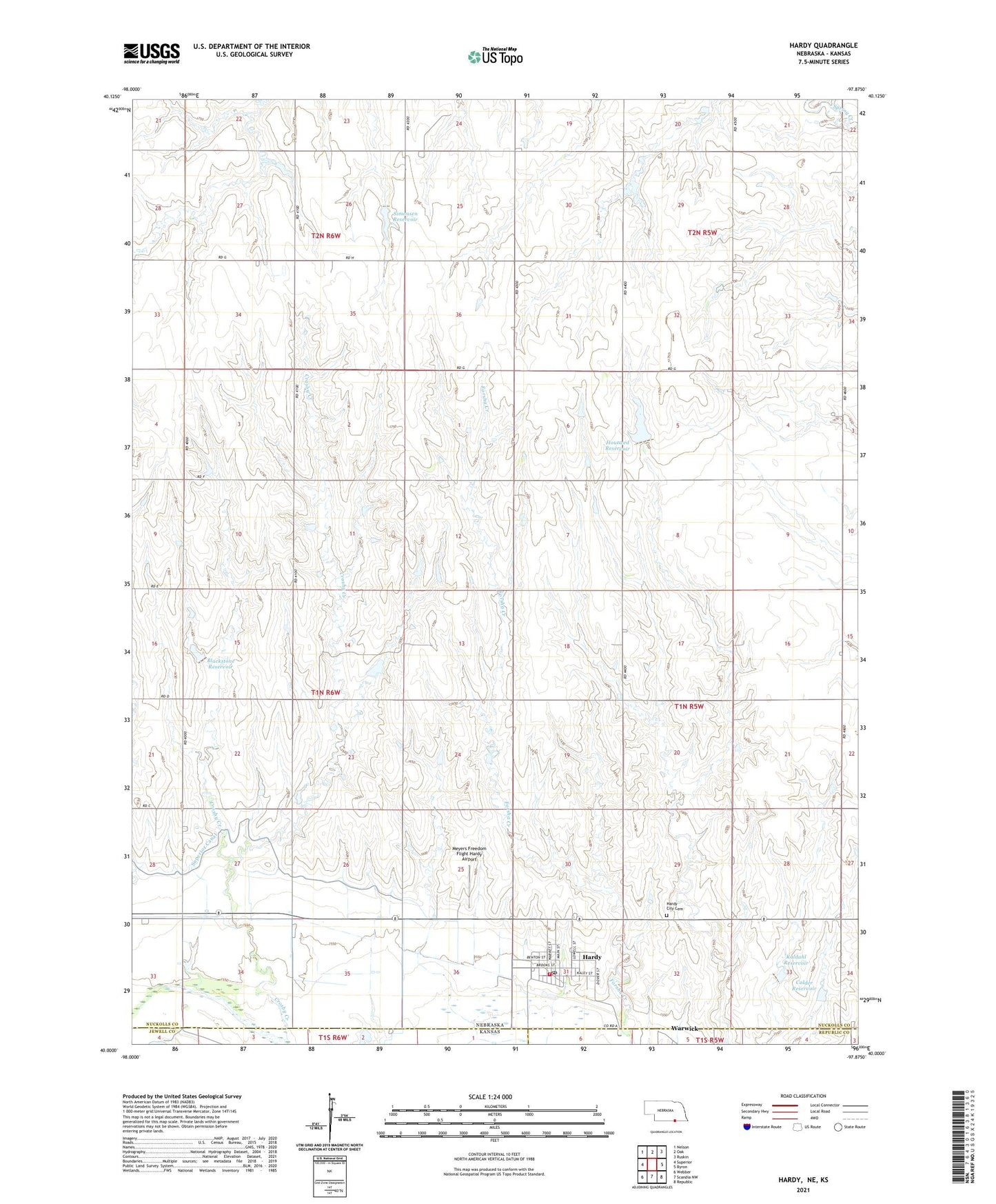 Hardy Nebraska US Topo Map Image