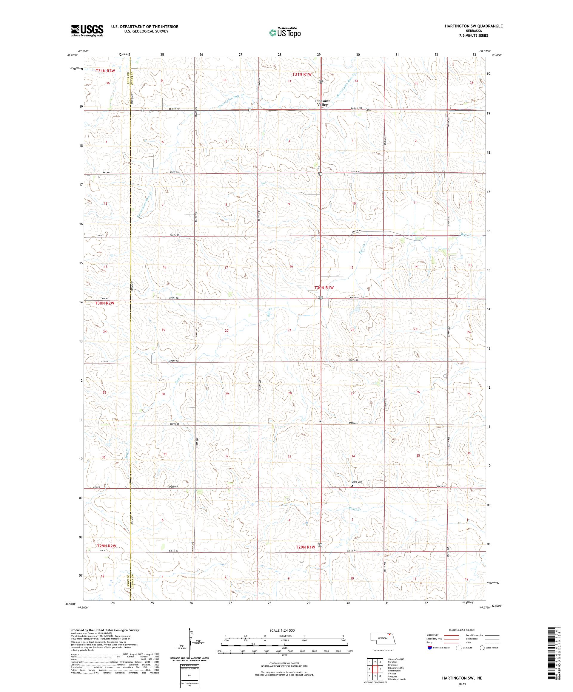 Hartington SW Nebraska US Topo Map – MyTopo Map Store