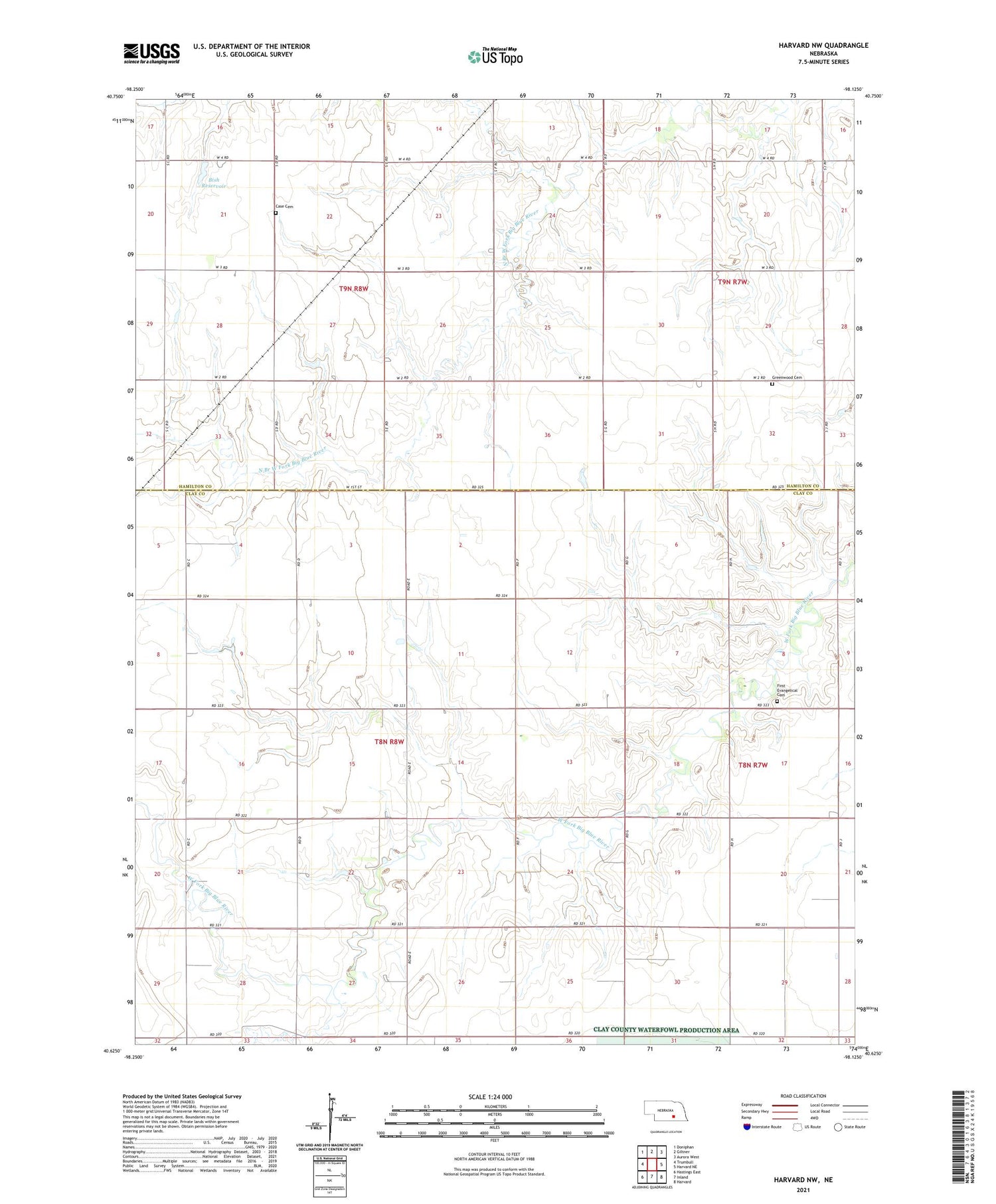 Harvard NW Nebraska US Topo Map Image