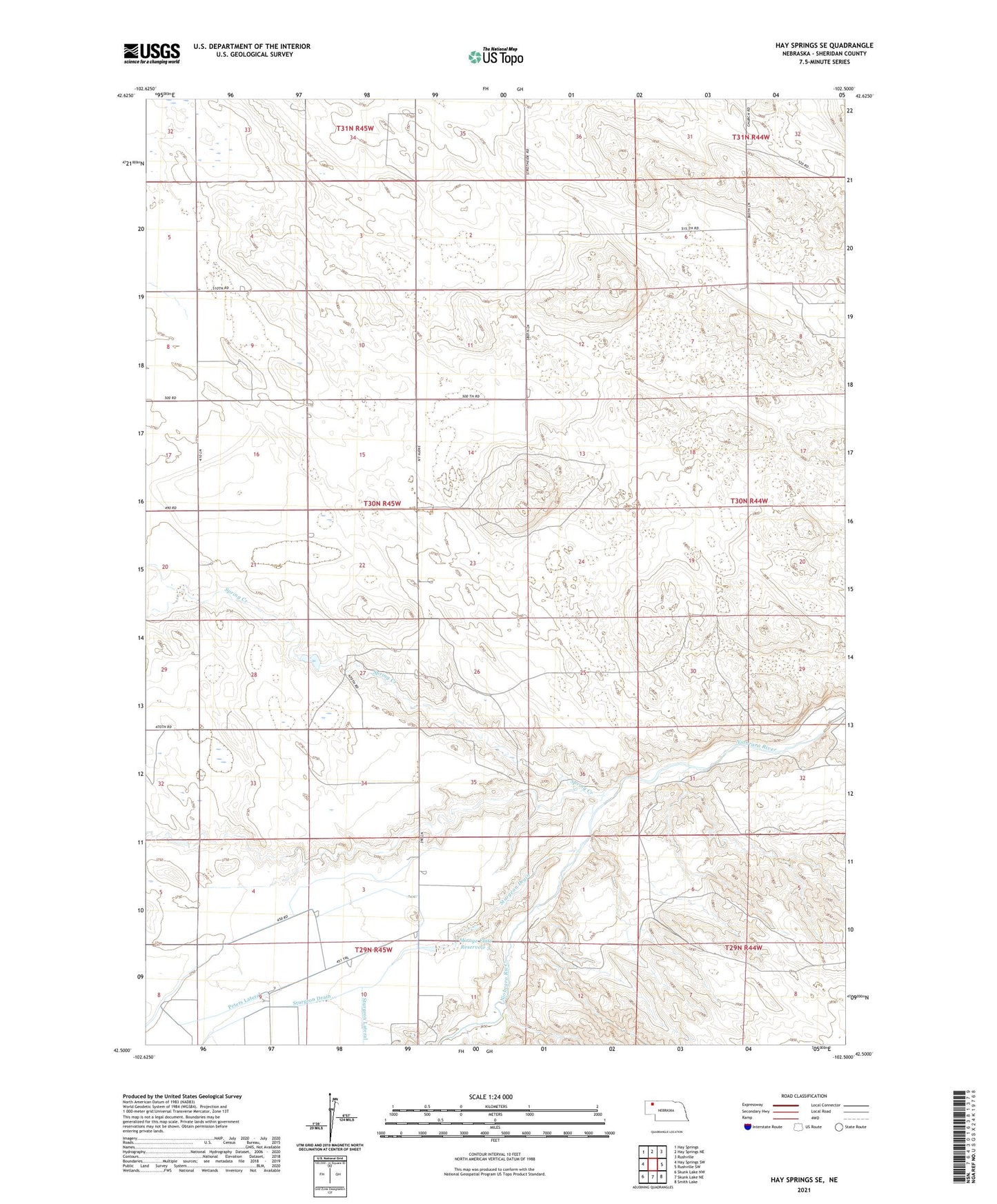 Hay Springs SE Nebraska US Topo Map Image