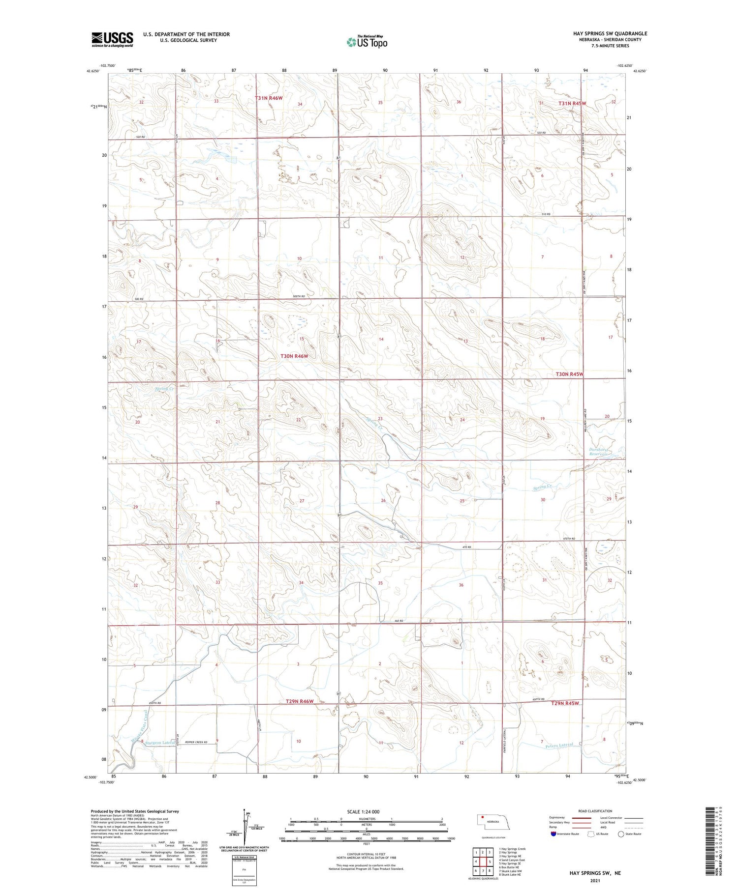 Hay Springs SW Nebraska US Topo Map Image