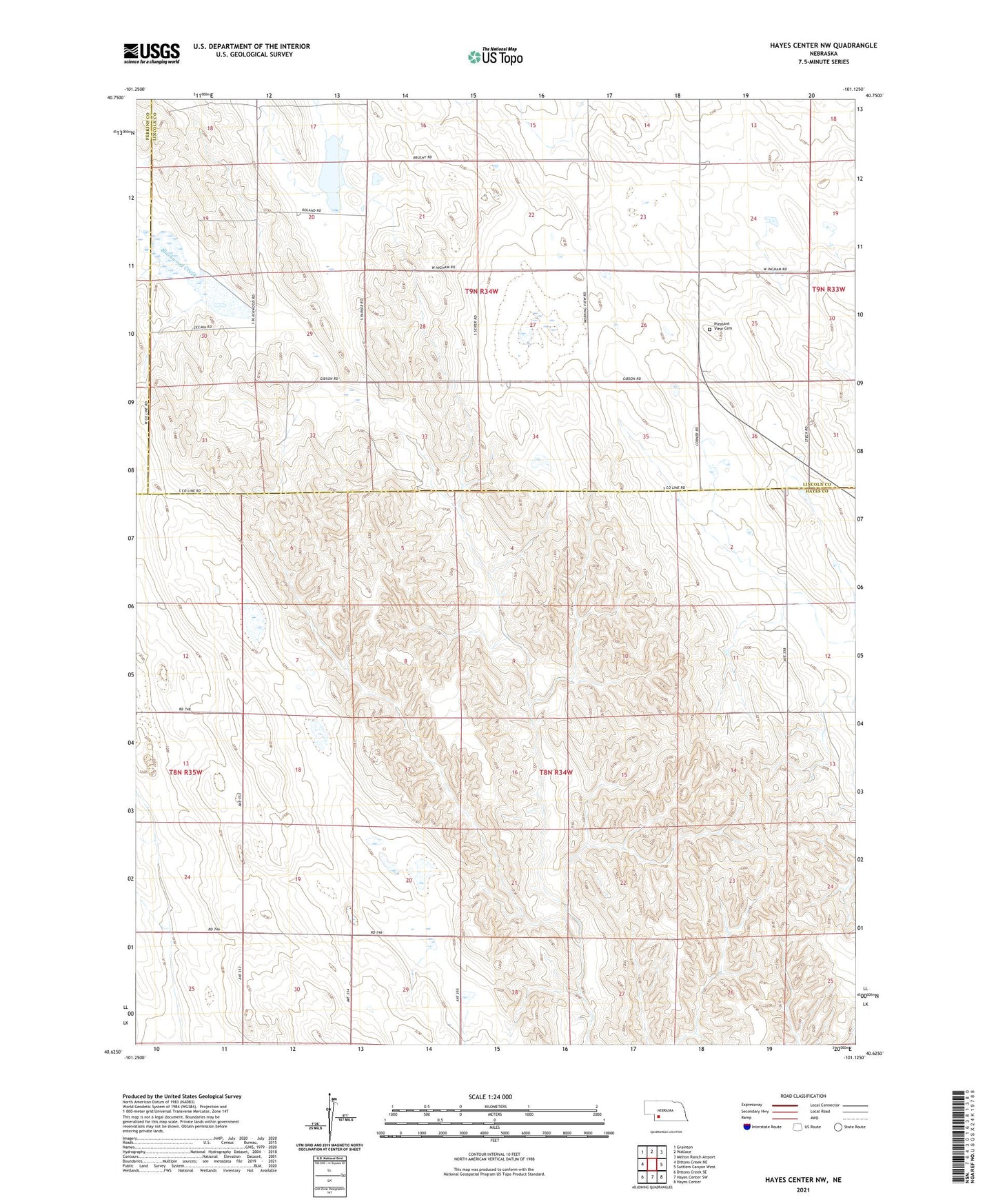 Hayes Center NW Nebraska US Topo Map Image