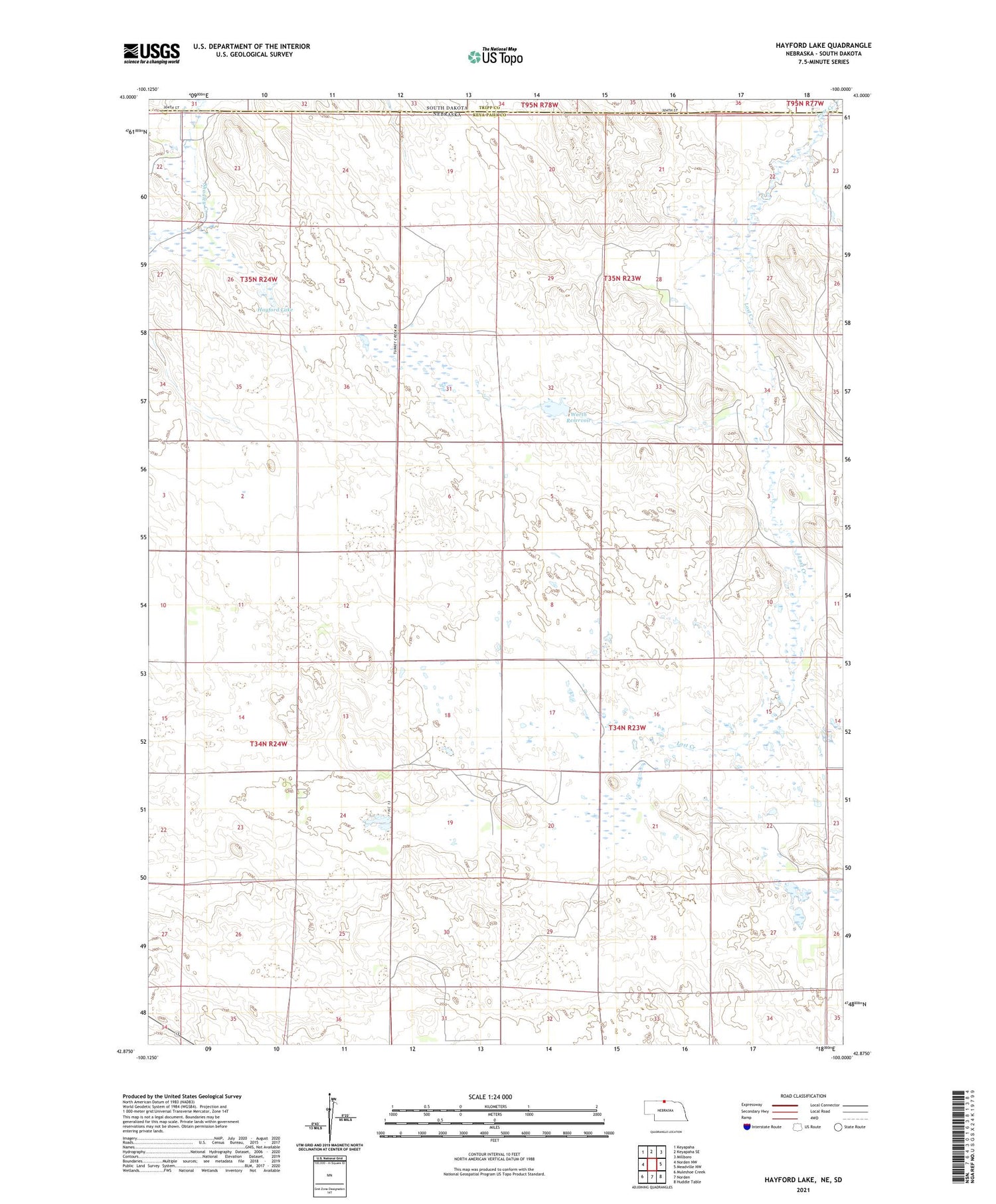 Hayford Lake Nebraska US Topo Map Image