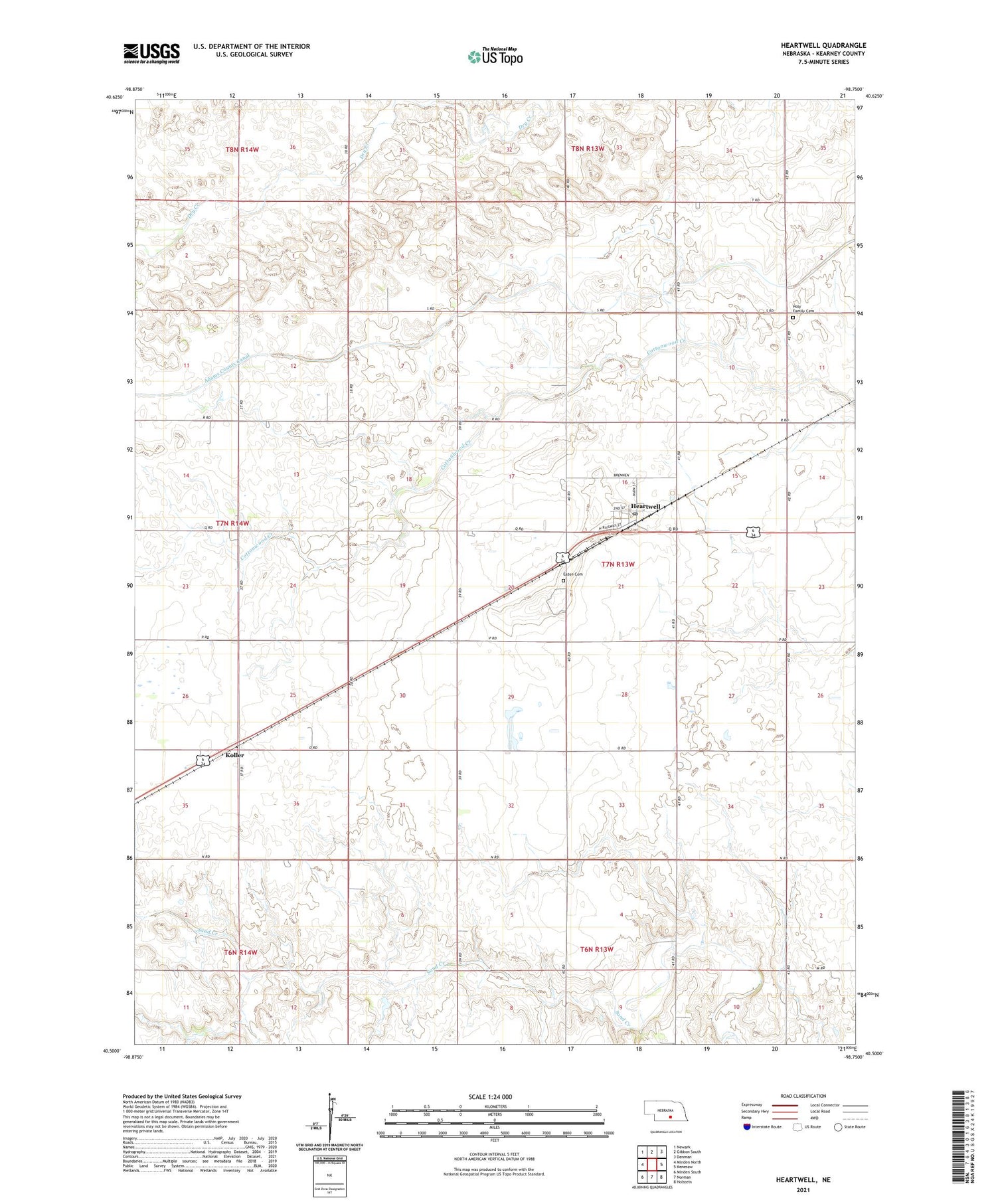 Heartwell Nebraska US Topo Map Image