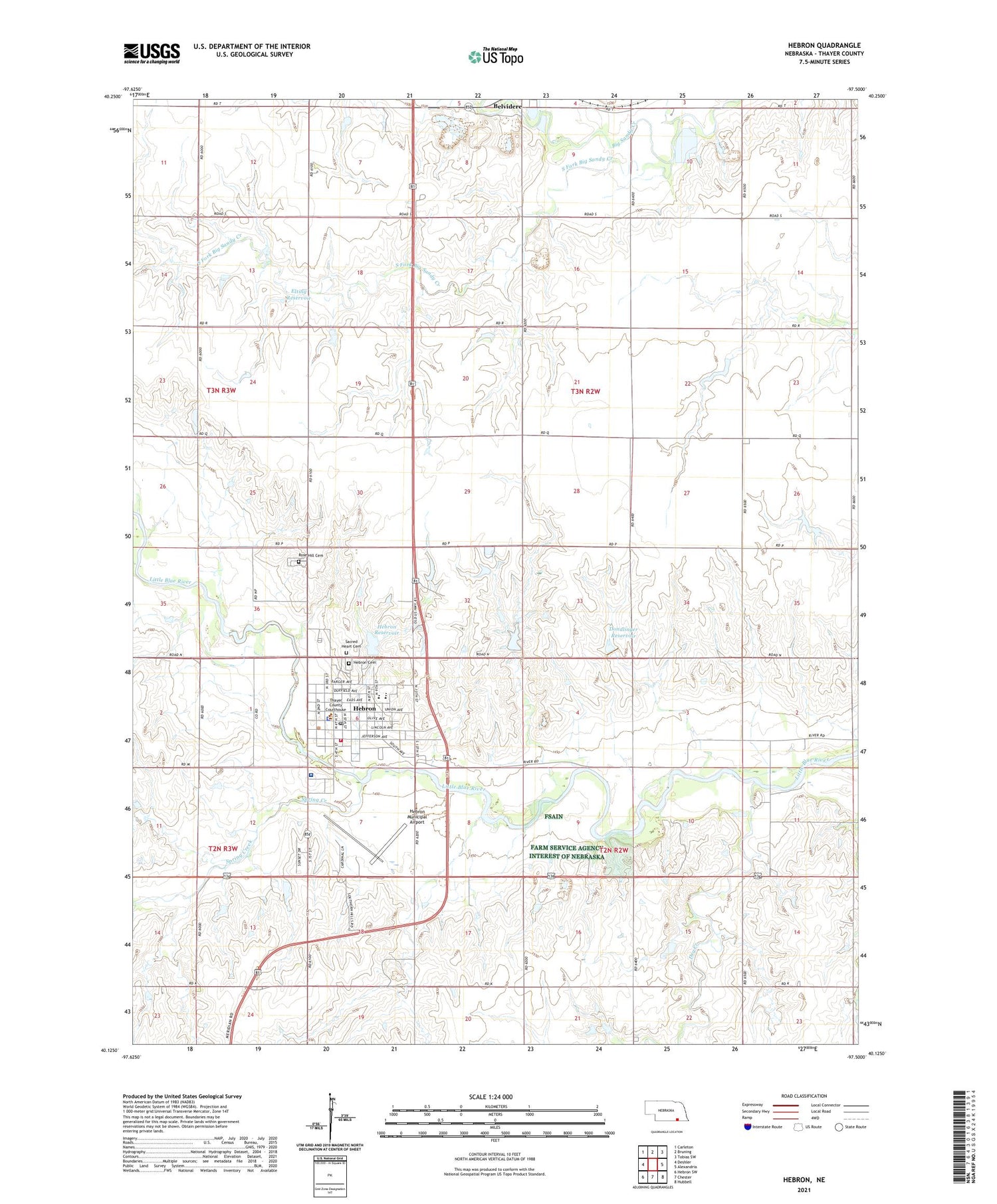 Hebron Nebraska US Topo Map Image