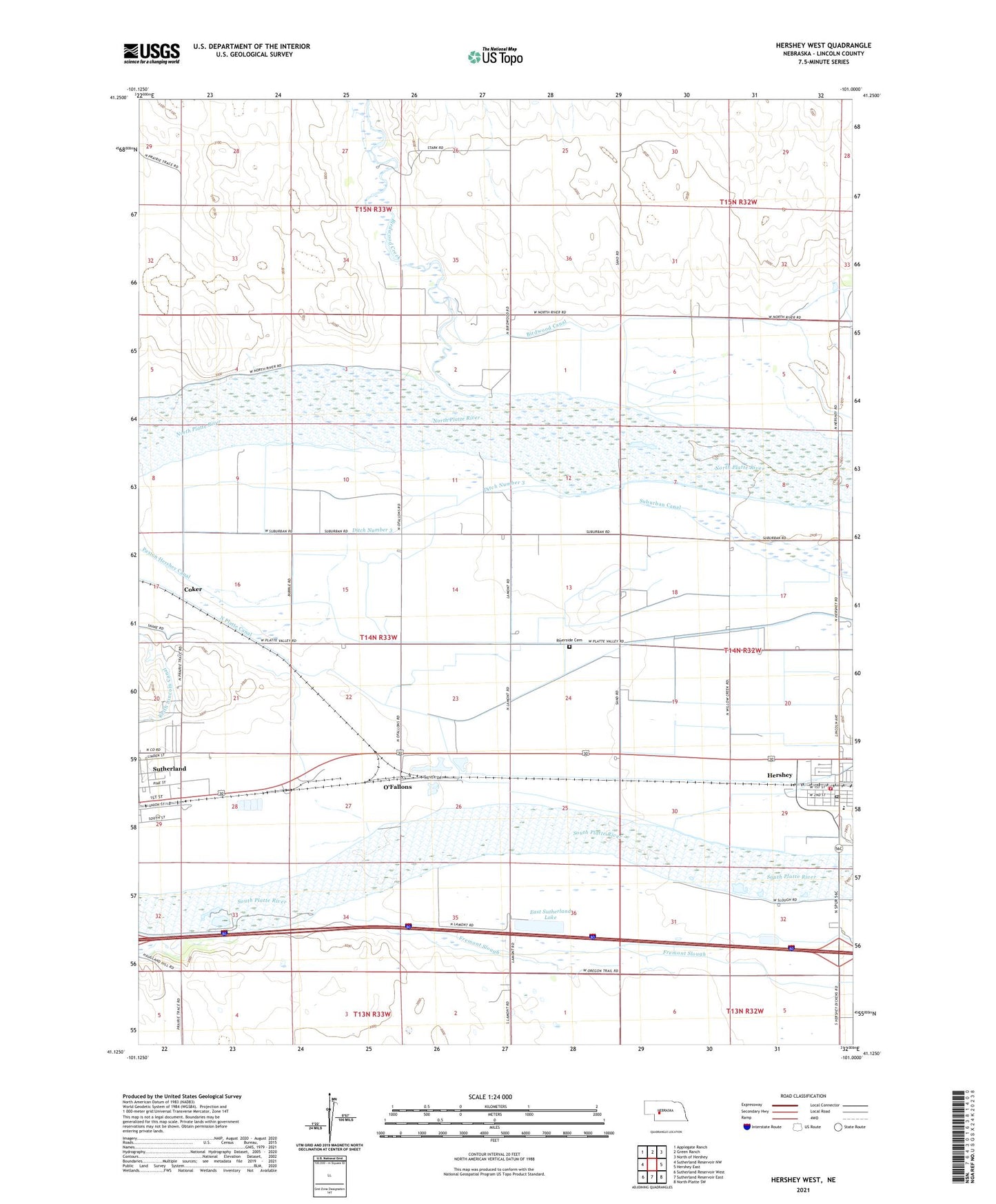 Hershey West Nebraska US Topo Map Image