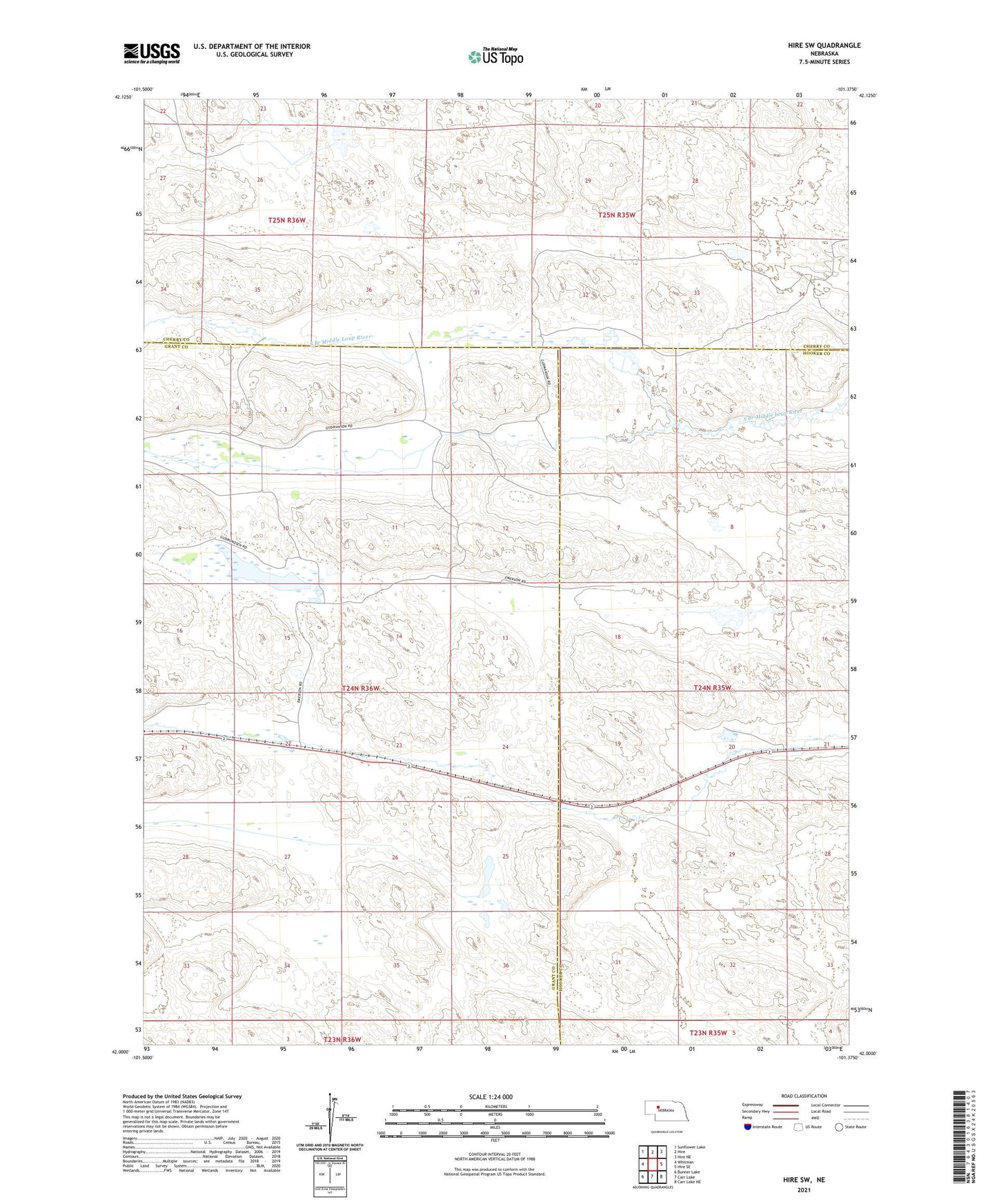 Hire SW Nebraska US Topo Map Image
