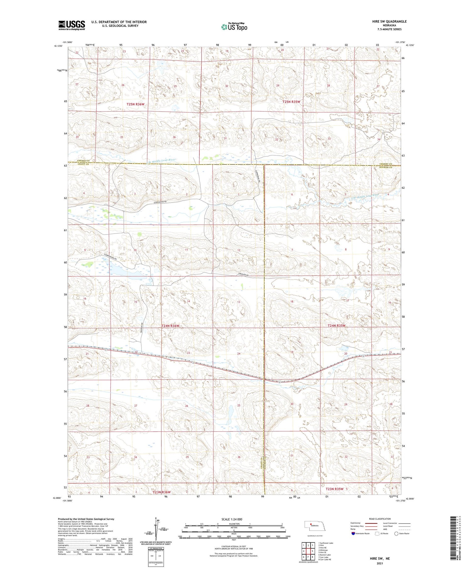Hire SW Nebraska US Topo Map Image