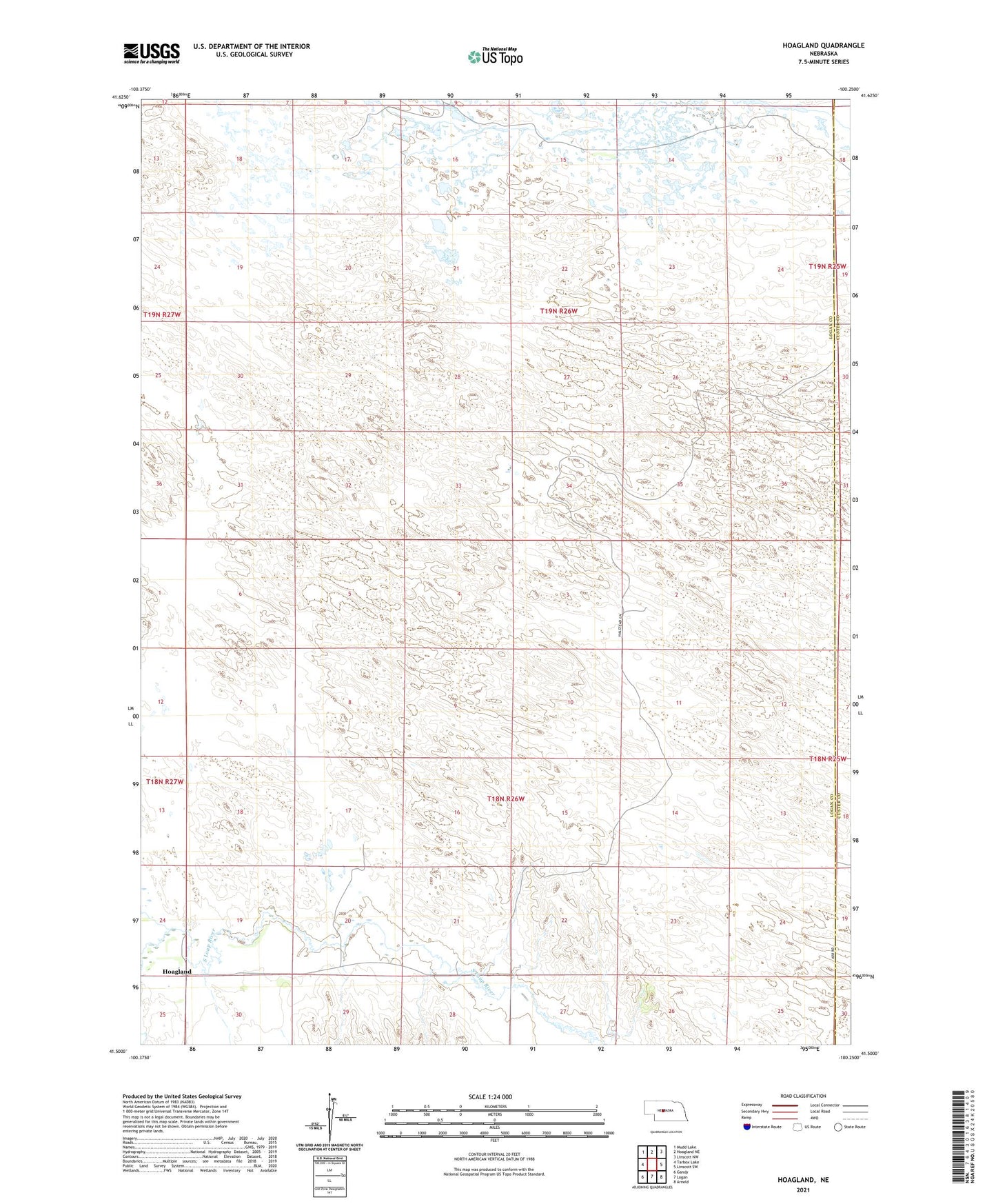 Hoagland Nebraska US Topo Map Image