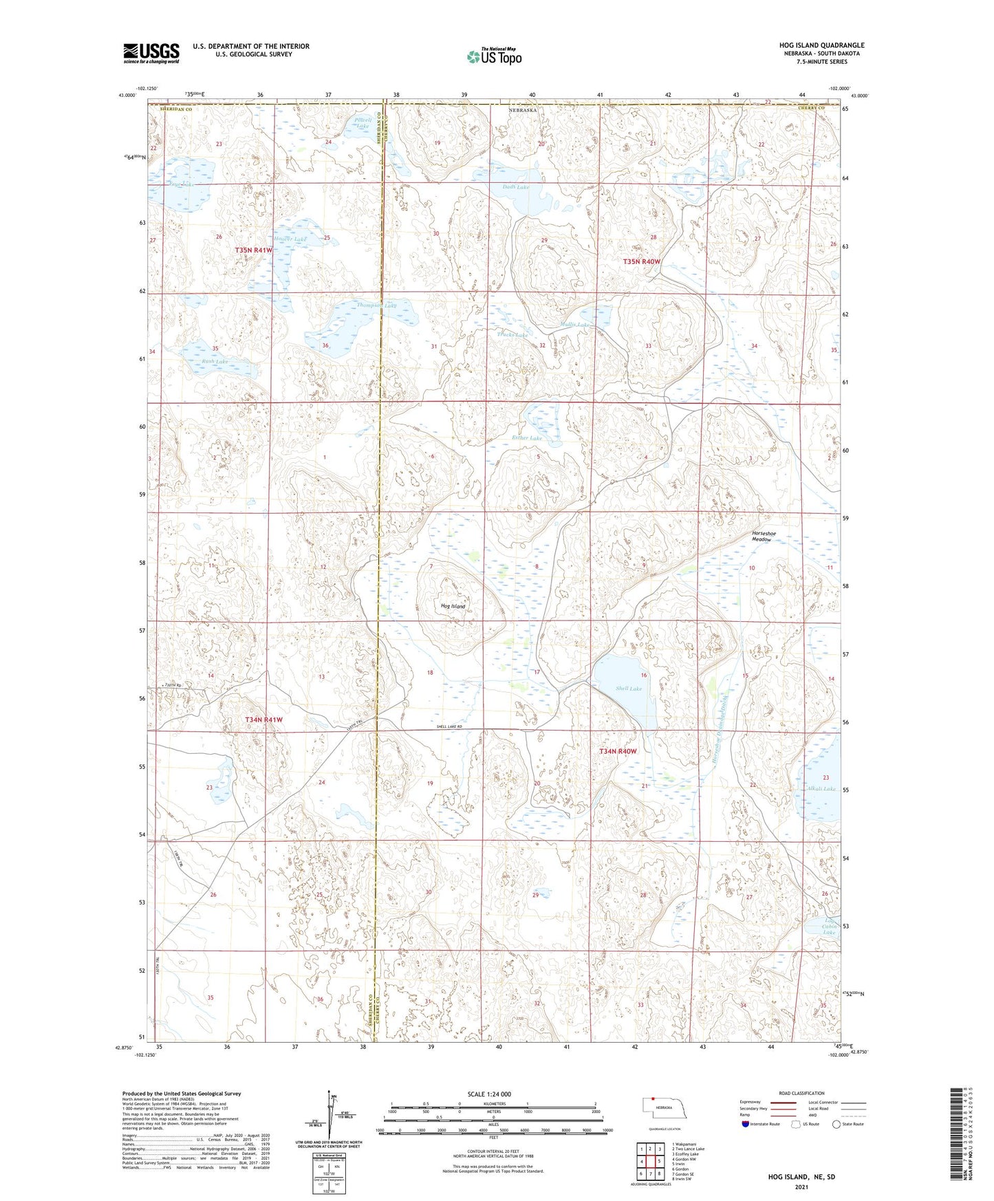 Hog Island Nebraska US Topo Map Image