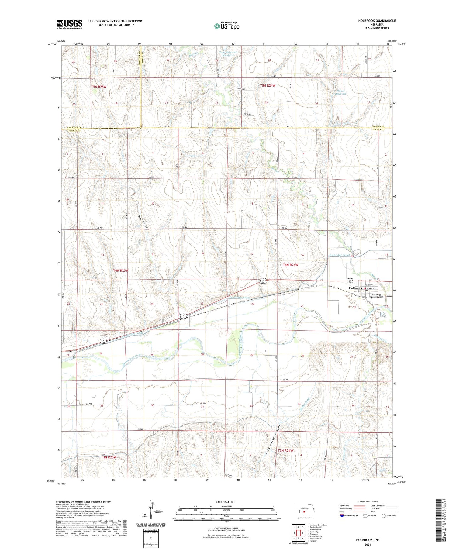 Holbrook Nebraska US Topo Map Image