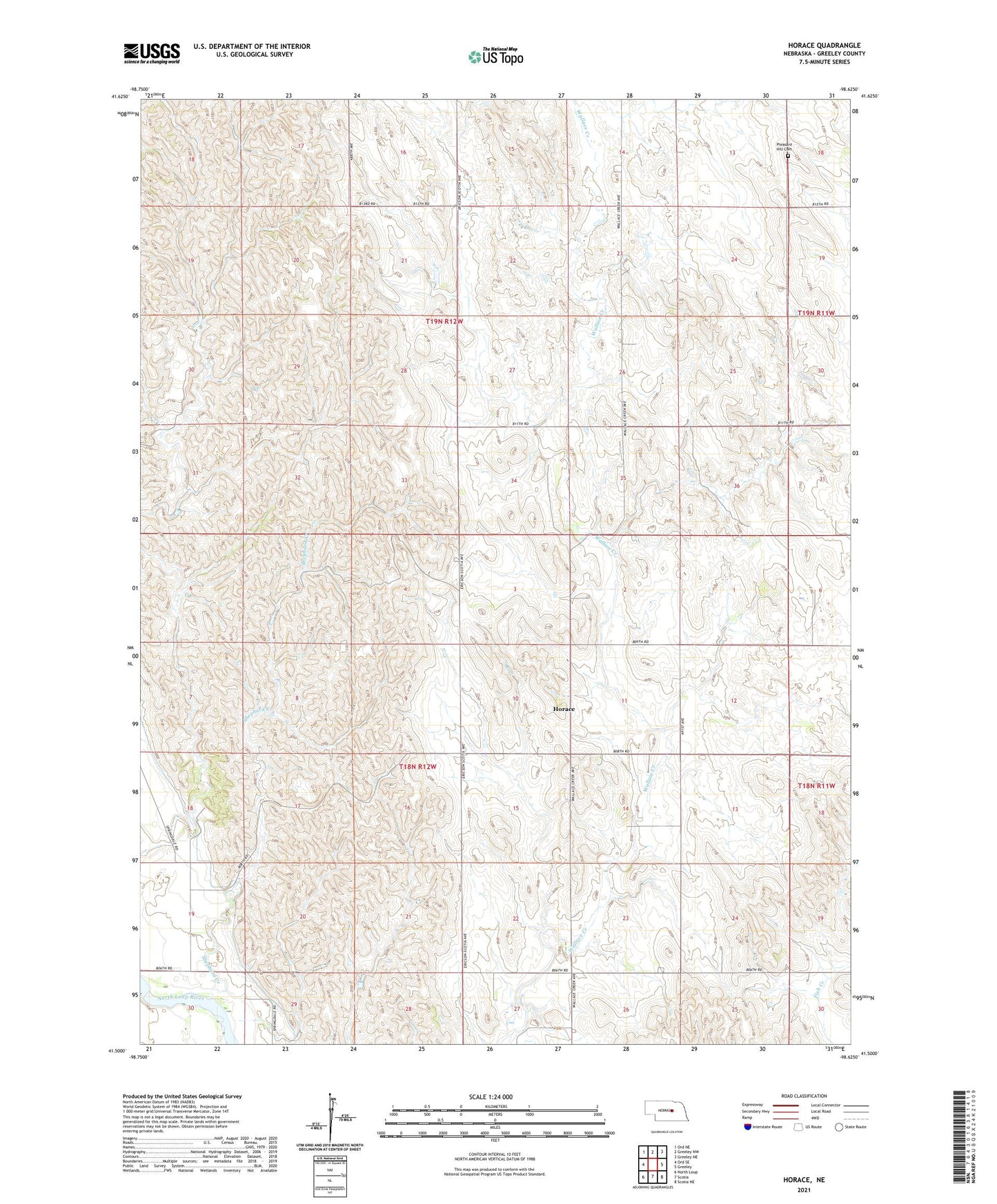 Horace Nebraska US Topo Map Image