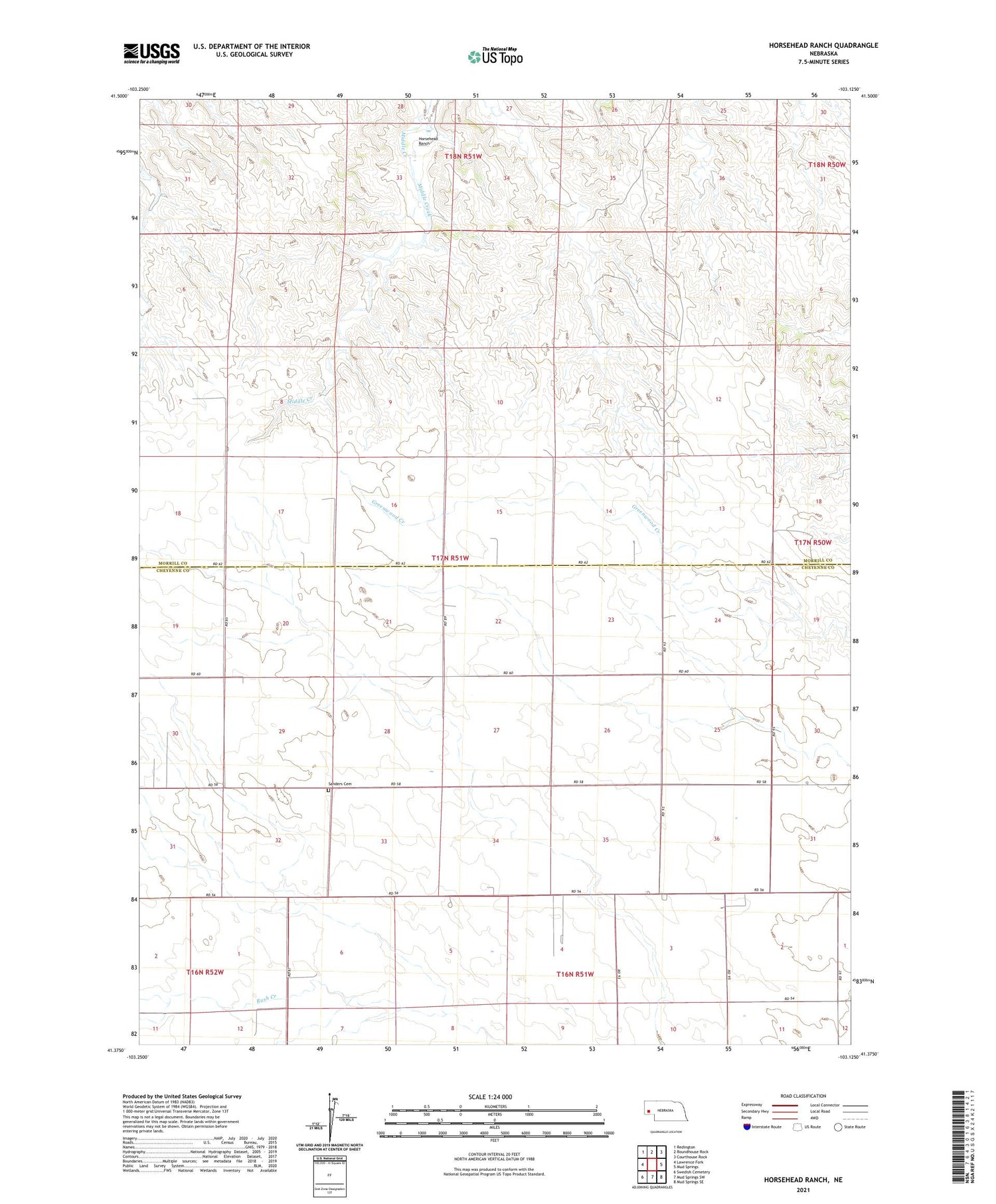 Horsehead Ranch Nebraska US Topo Map Image