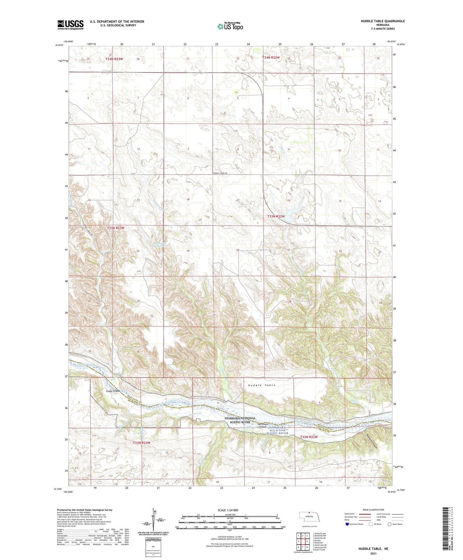 Huddle Table Nebraska US Topo Map Image