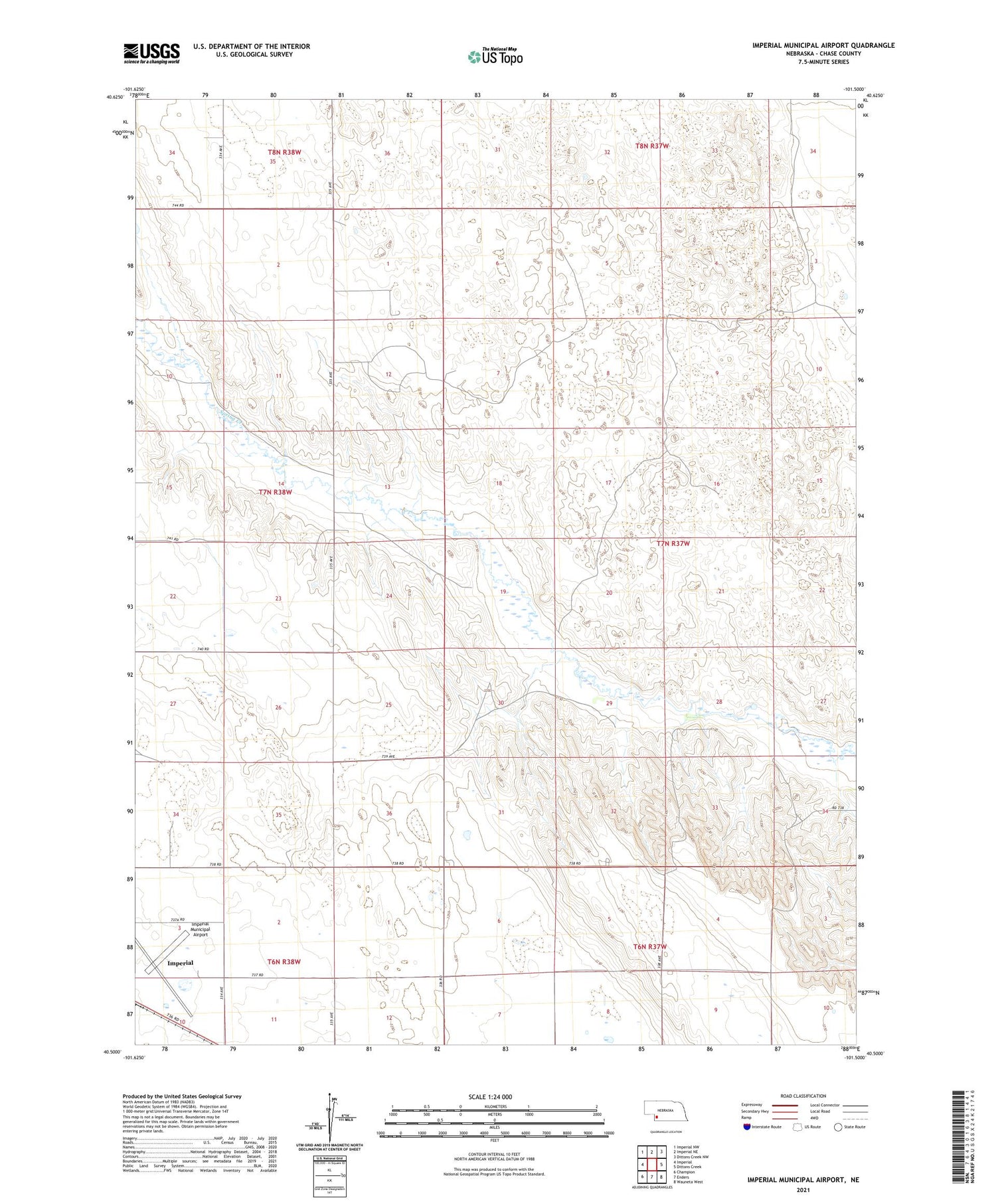 Imperial Municipal Airport Nebraska US Topo Map Image