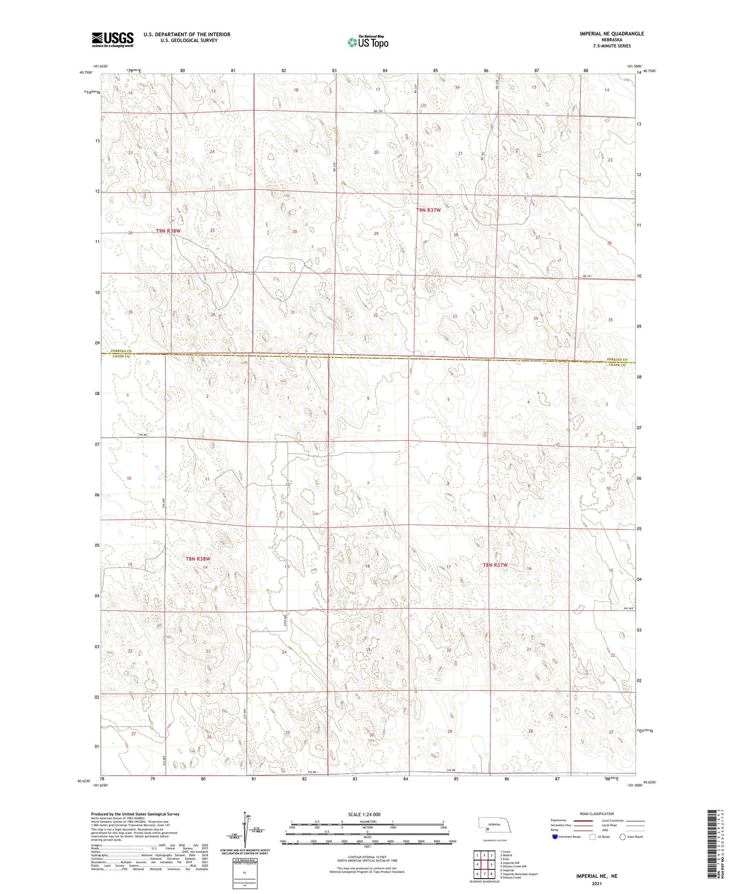Imperial NE Nebraska US Topo Map Image