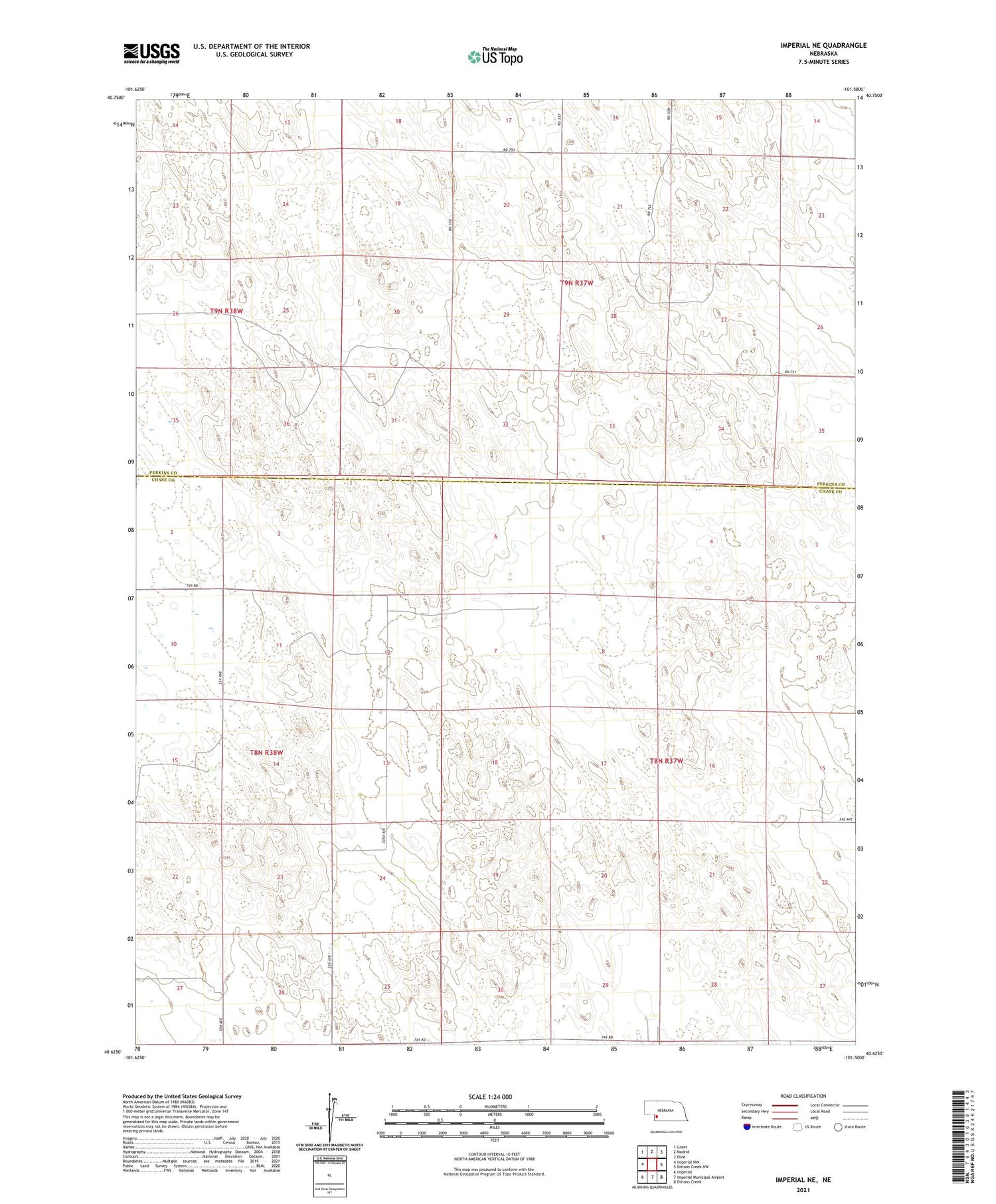 Imperial NE Nebraska US Topo Map Image