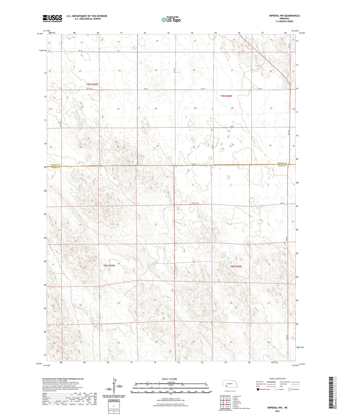 Imperial NW Nebraska US Topo Map Image