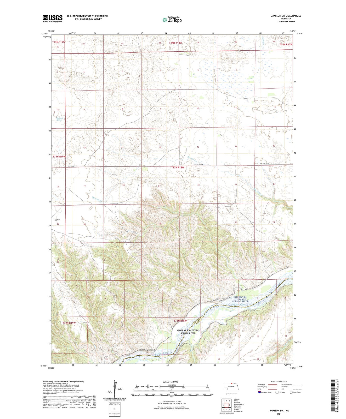 Jamison SW Nebraska US Topo Map Image