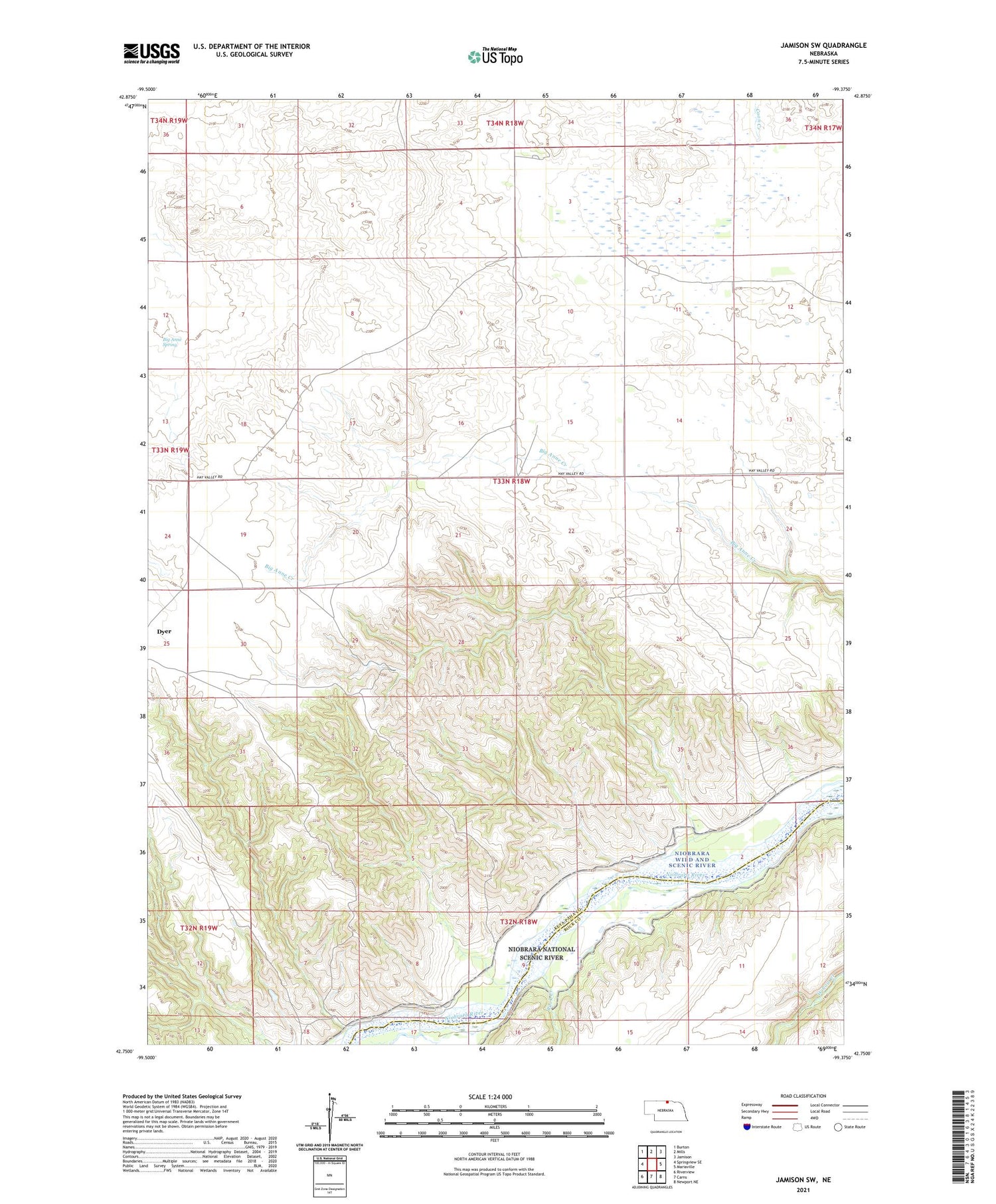 Jamison SW Nebraska US Topo Map Image