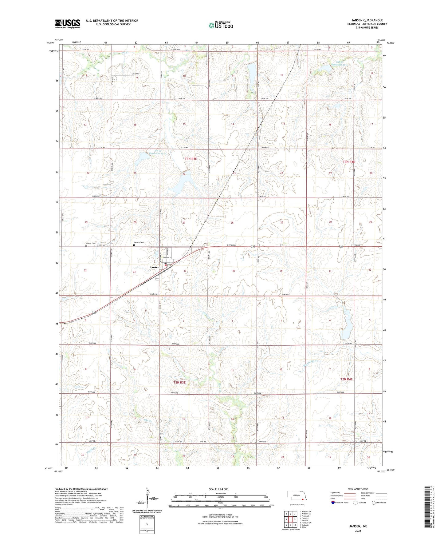 Jansen Nebraska US Topo Map Image