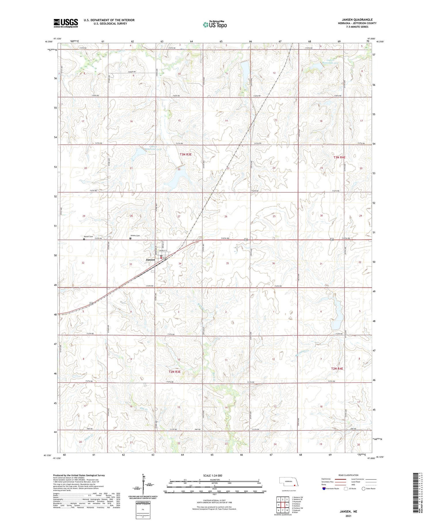 Jansen Nebraska US Topo Map Image