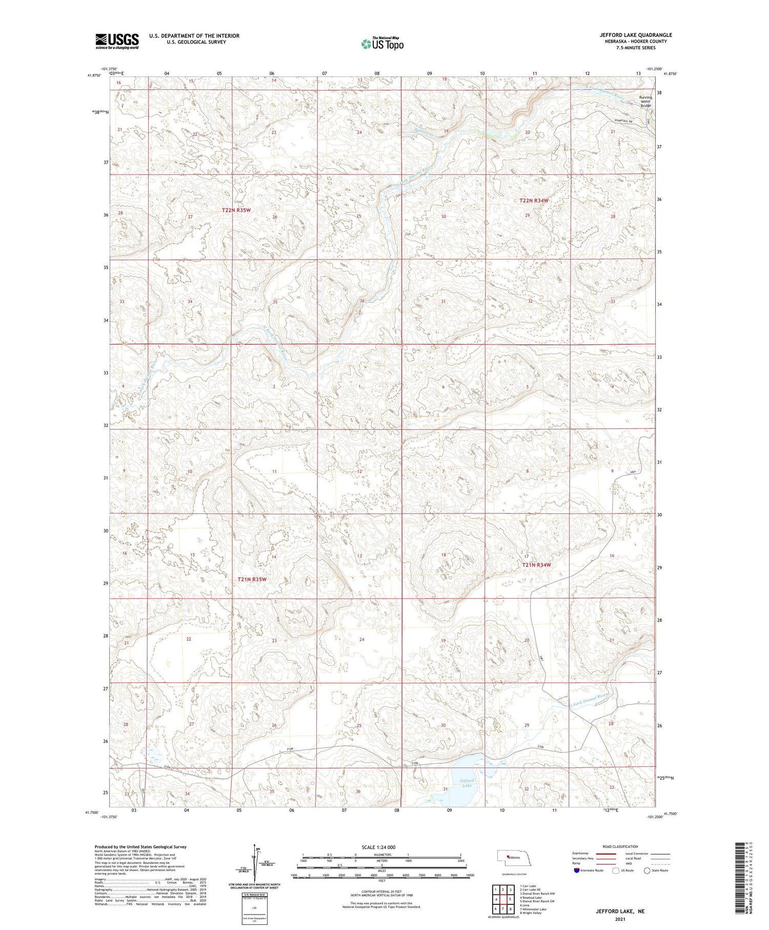 Jefford Lake Nebraska US Topo Map Image