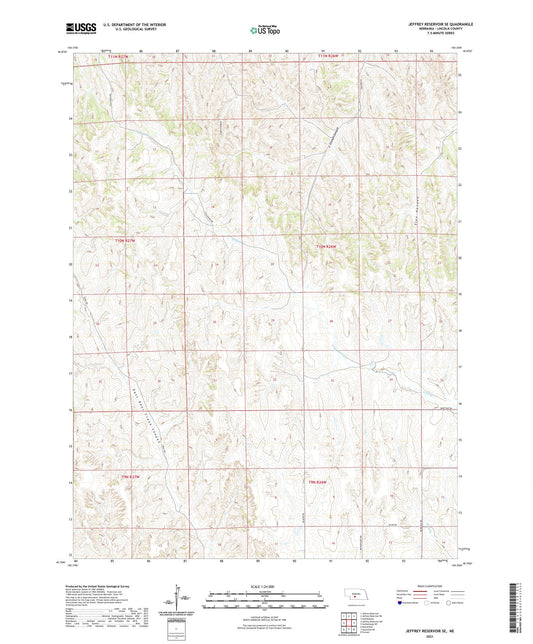Jeffrey Reservoir SE Nebraska US Topo Map Image