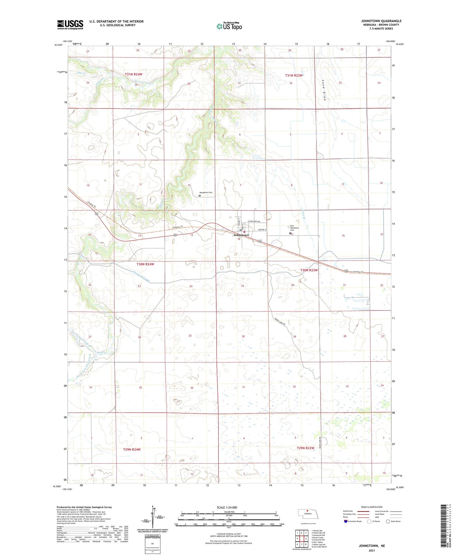 Johnstown Nebraska US Topo Map Image