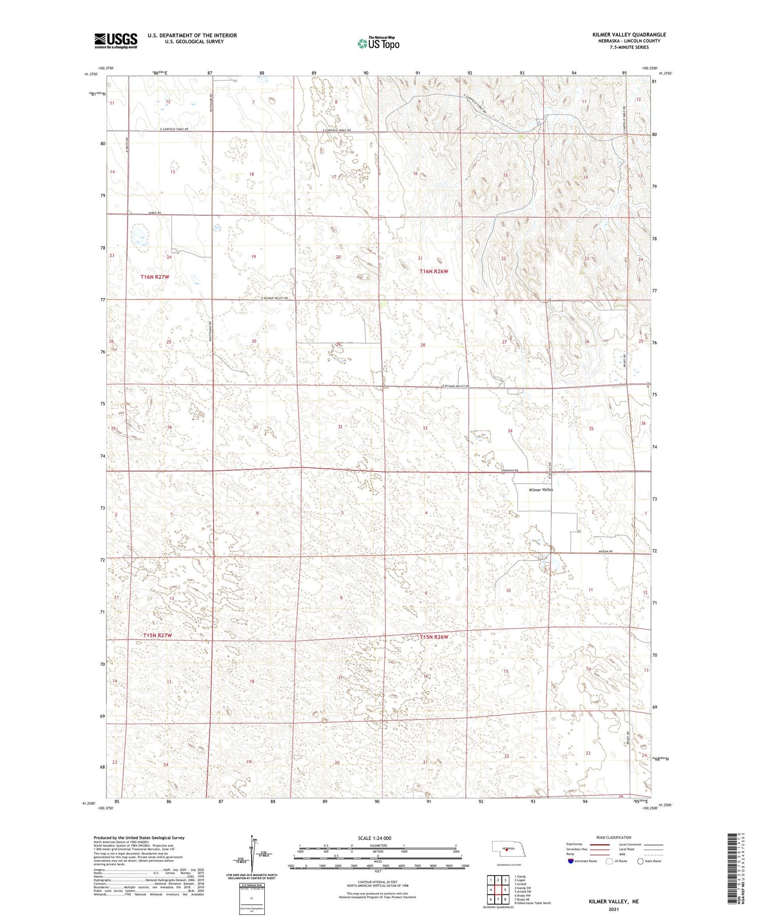 Kilmer Valley Nebraska US Topo Map Image