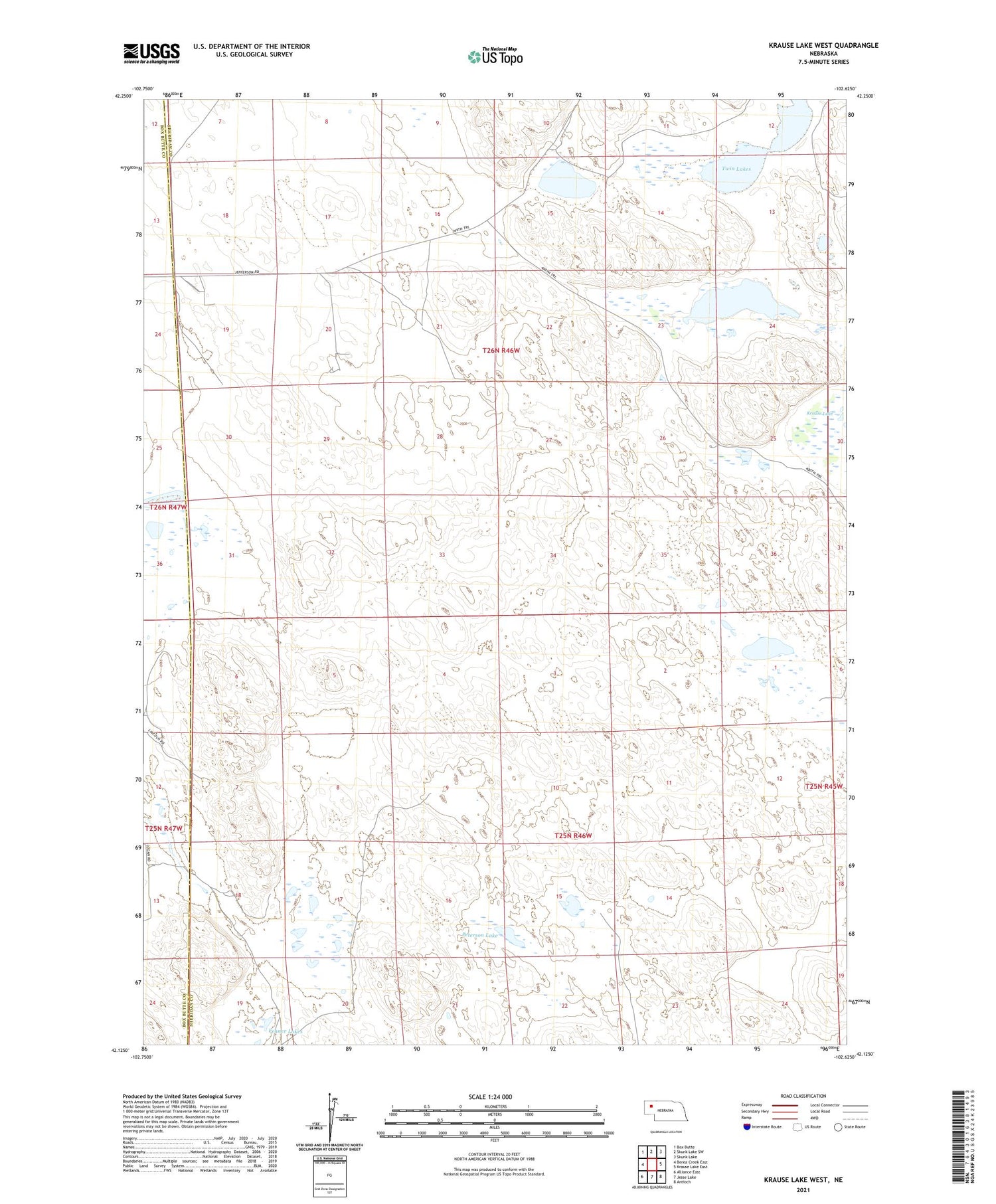 Krause Lake West Nebraska US Topo Map Image