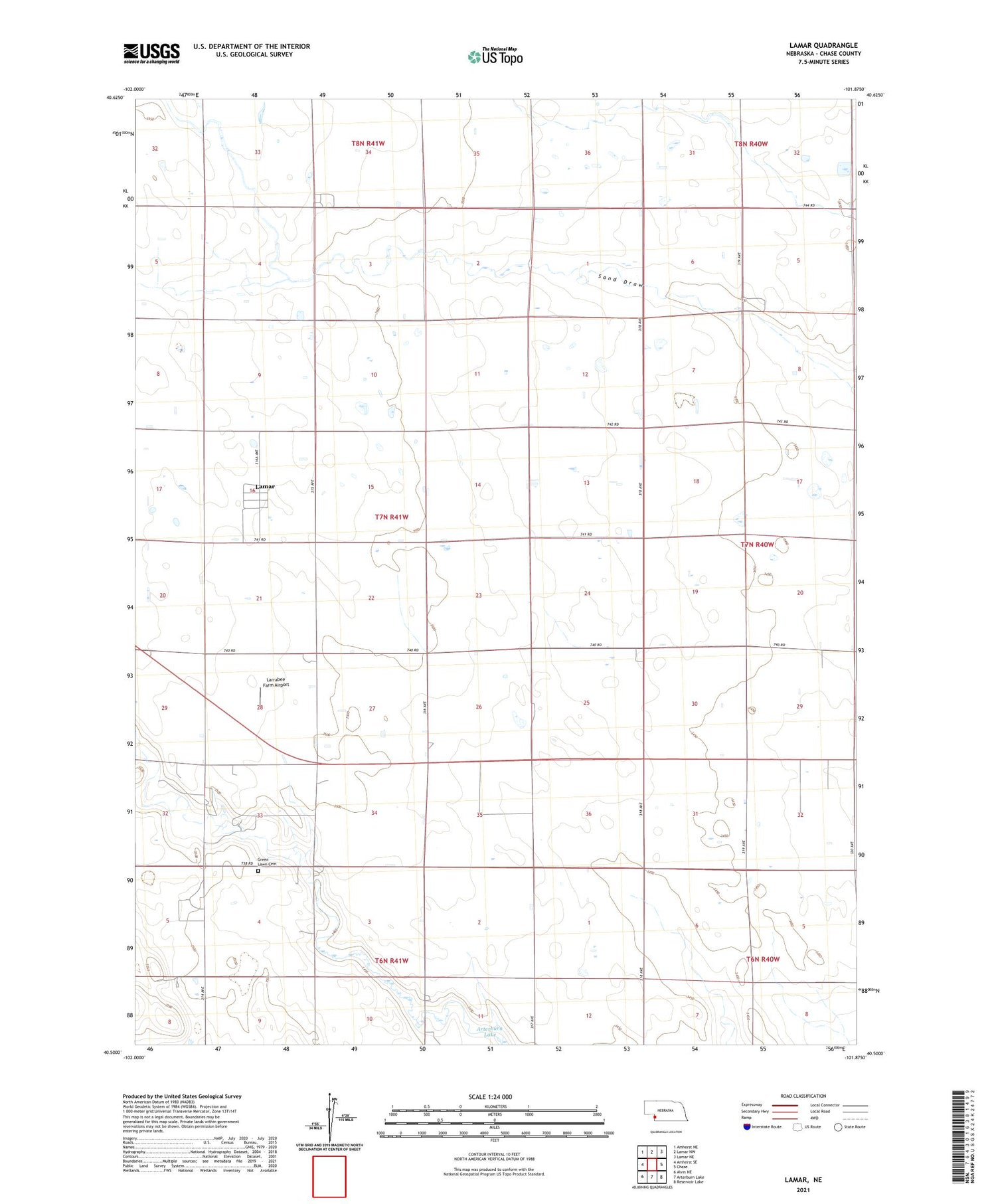 Lamar Nebraska US Topo Map Image