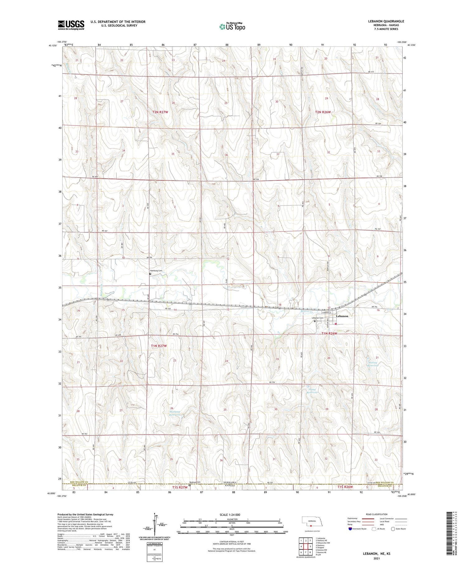 Lebanon Nebraska US Topo Map Image