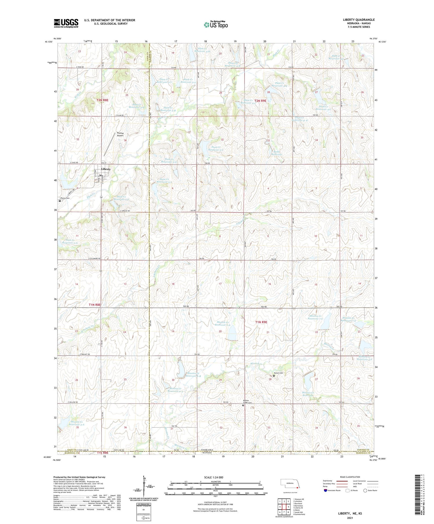 Liberty Nebraska US Topo Map Image