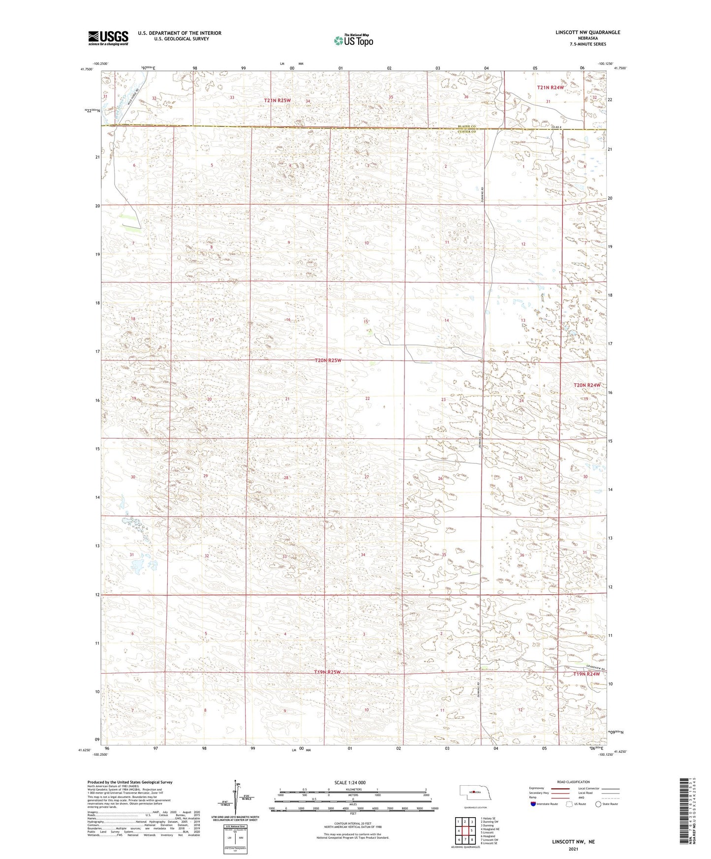 Linscott NW Nebraska US Topo Map Image