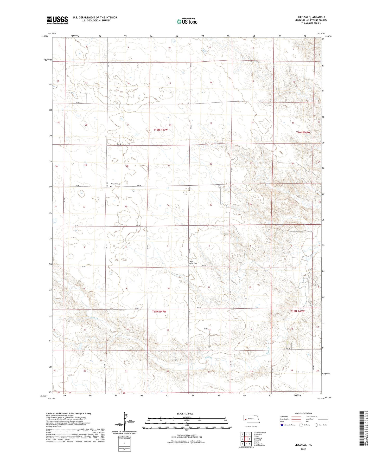 Lisco SW Nebraska US Topo Map Image