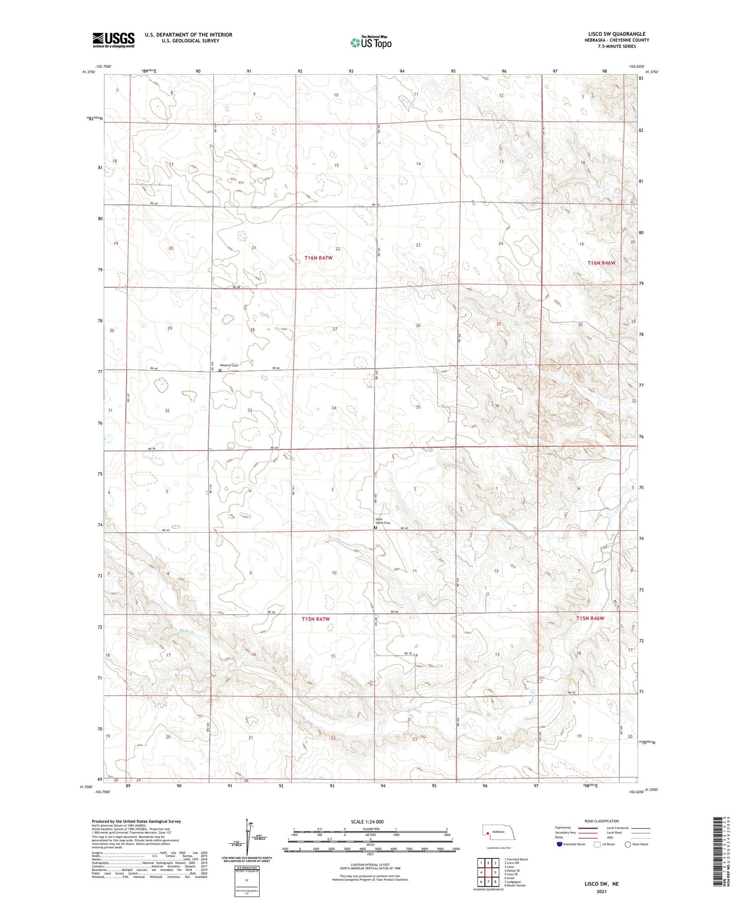 Lisco SW Nebraska US Topo Map Image