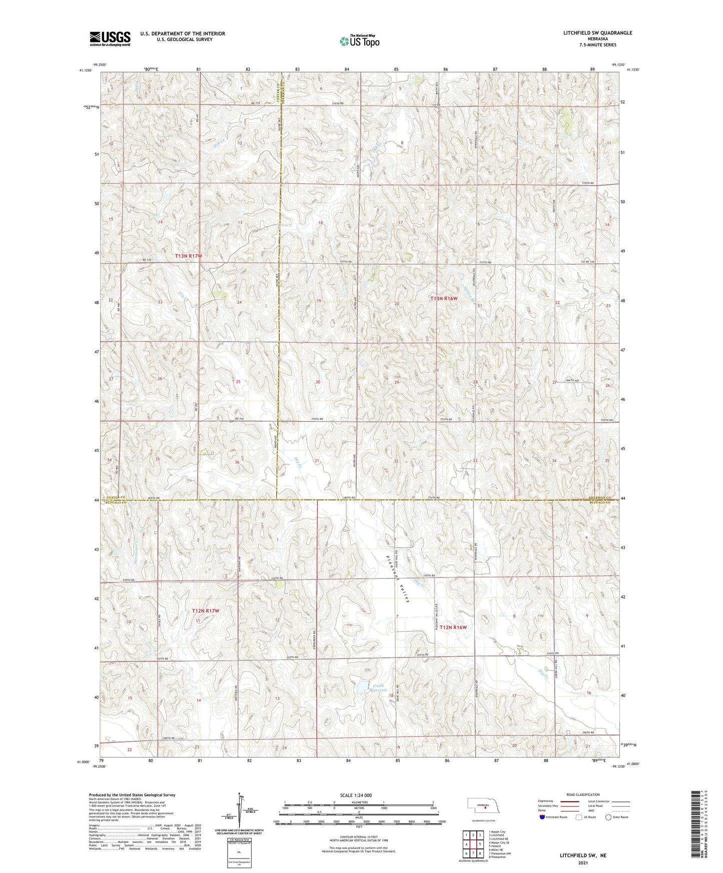 Litchfield SW Nebraska US Topo Map Image