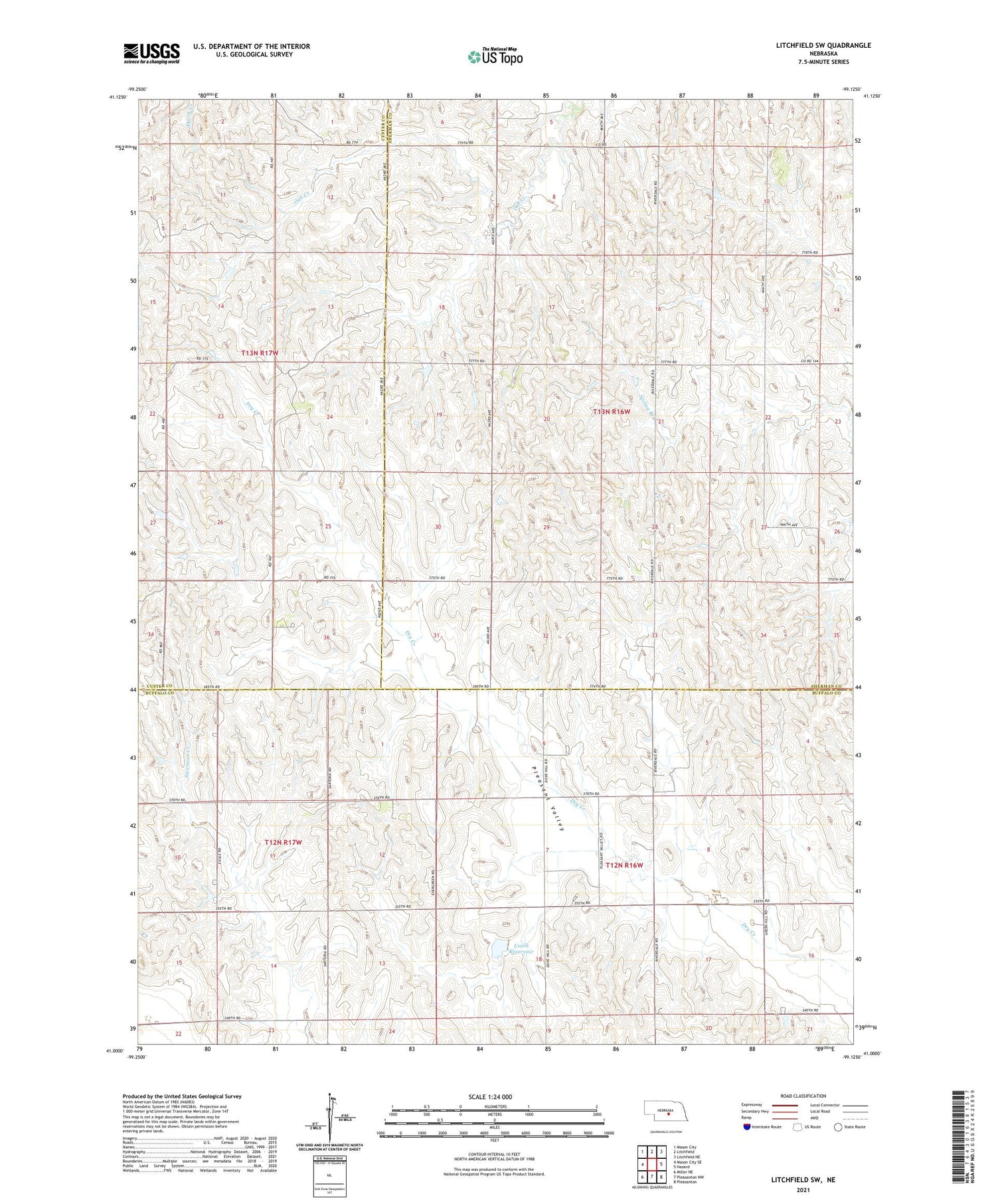 Litchfield SW Nebraska US Topo Map Image