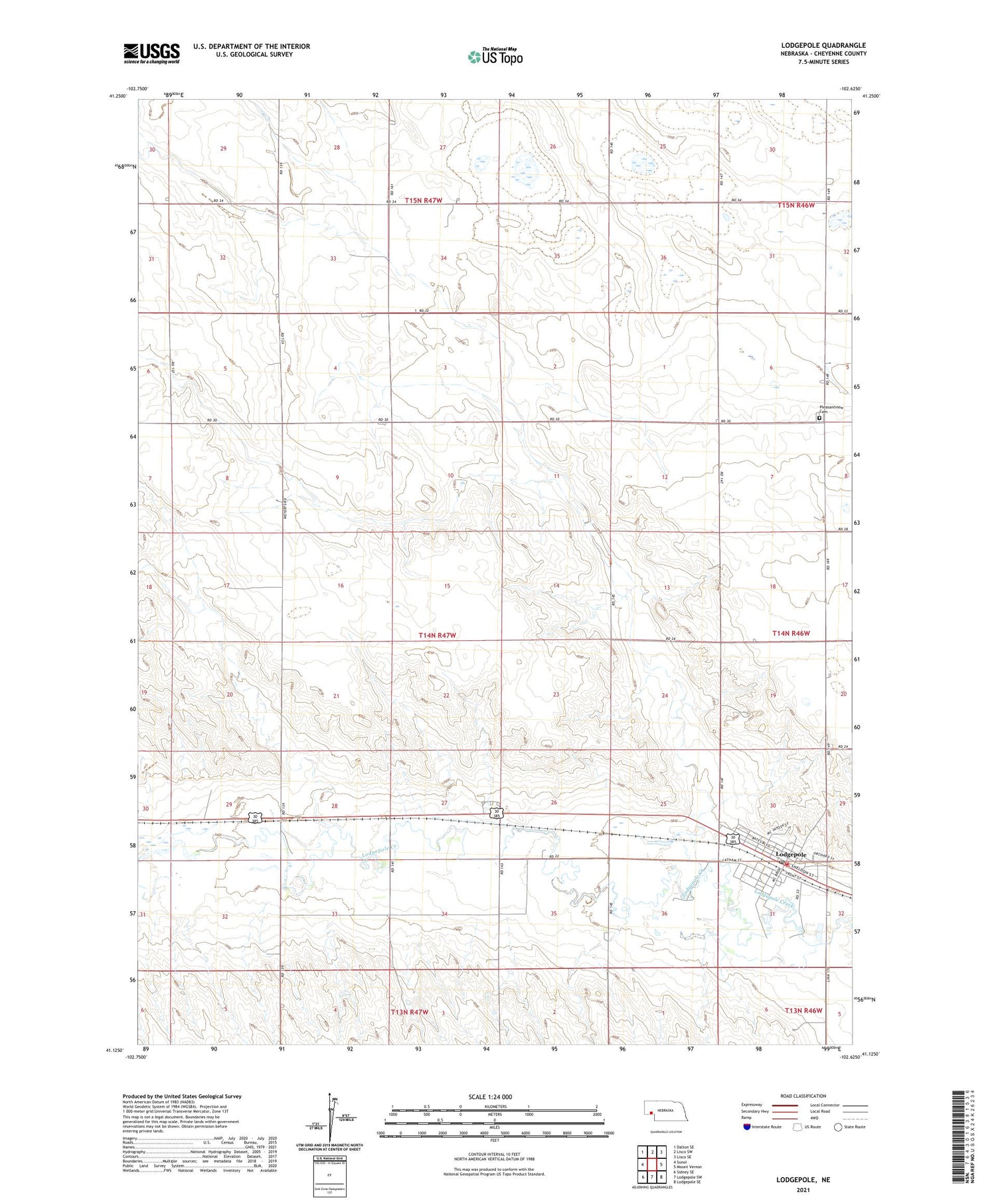 Lodgepole Nebraska US Topo Map Image
