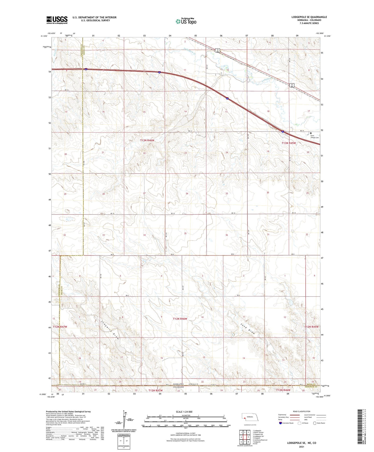 Lodgepole SE Nebraska US Topo Map Image