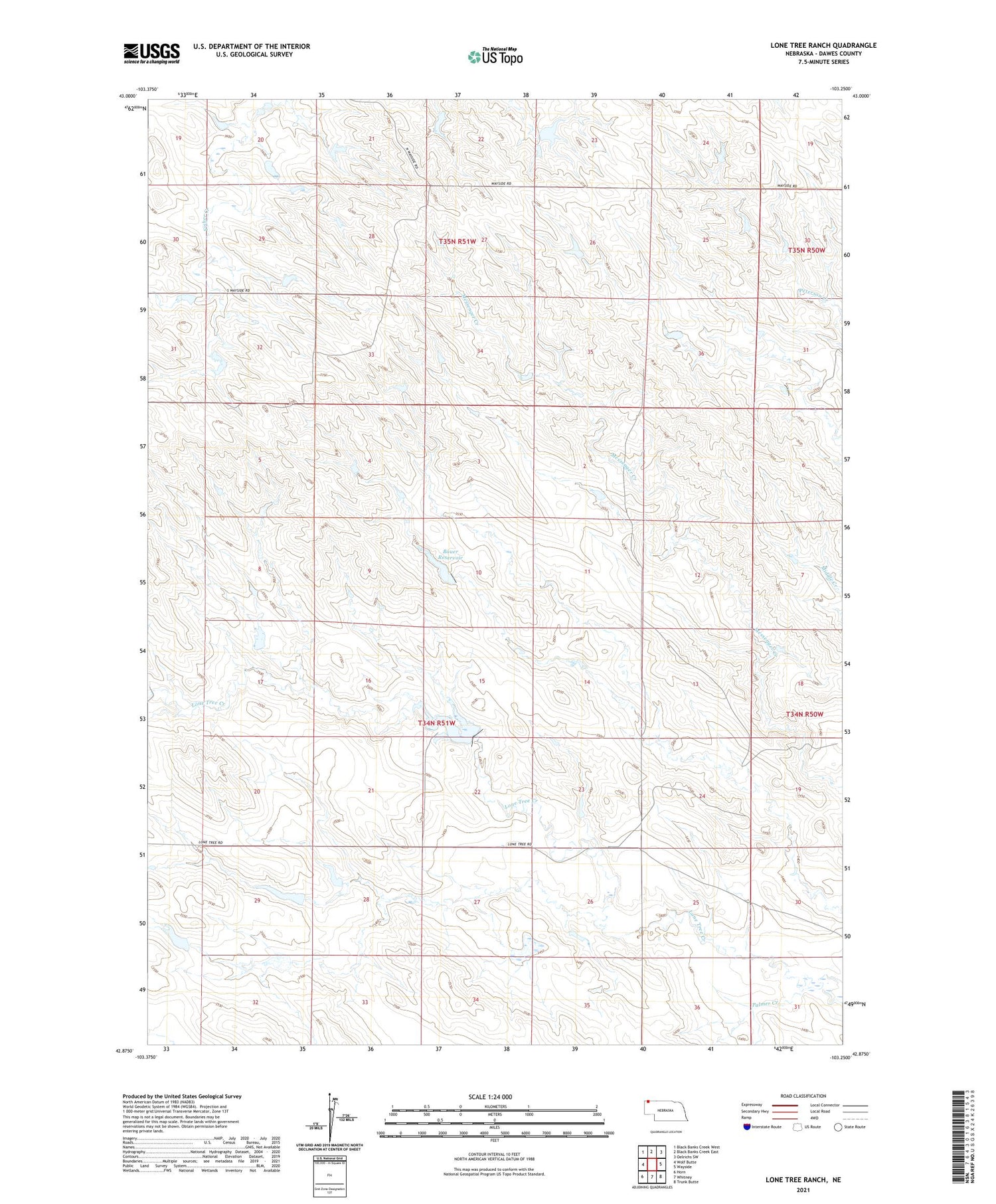 Lone Tree Ranch Nebraska US Topo Map Image