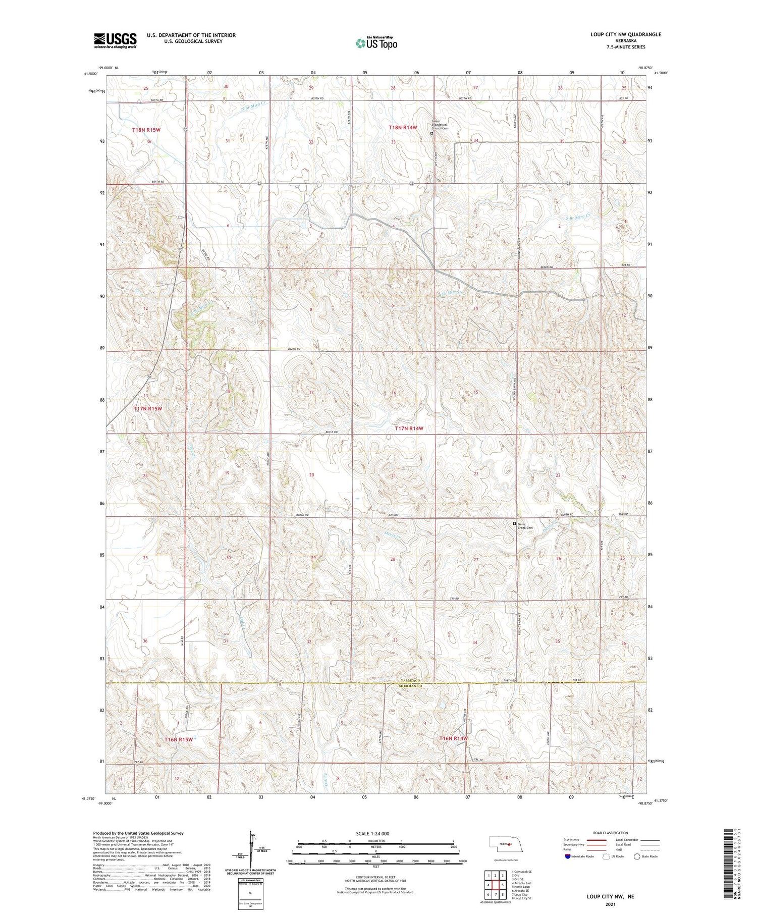 Loup City NW Nebraska US Topo Map Image