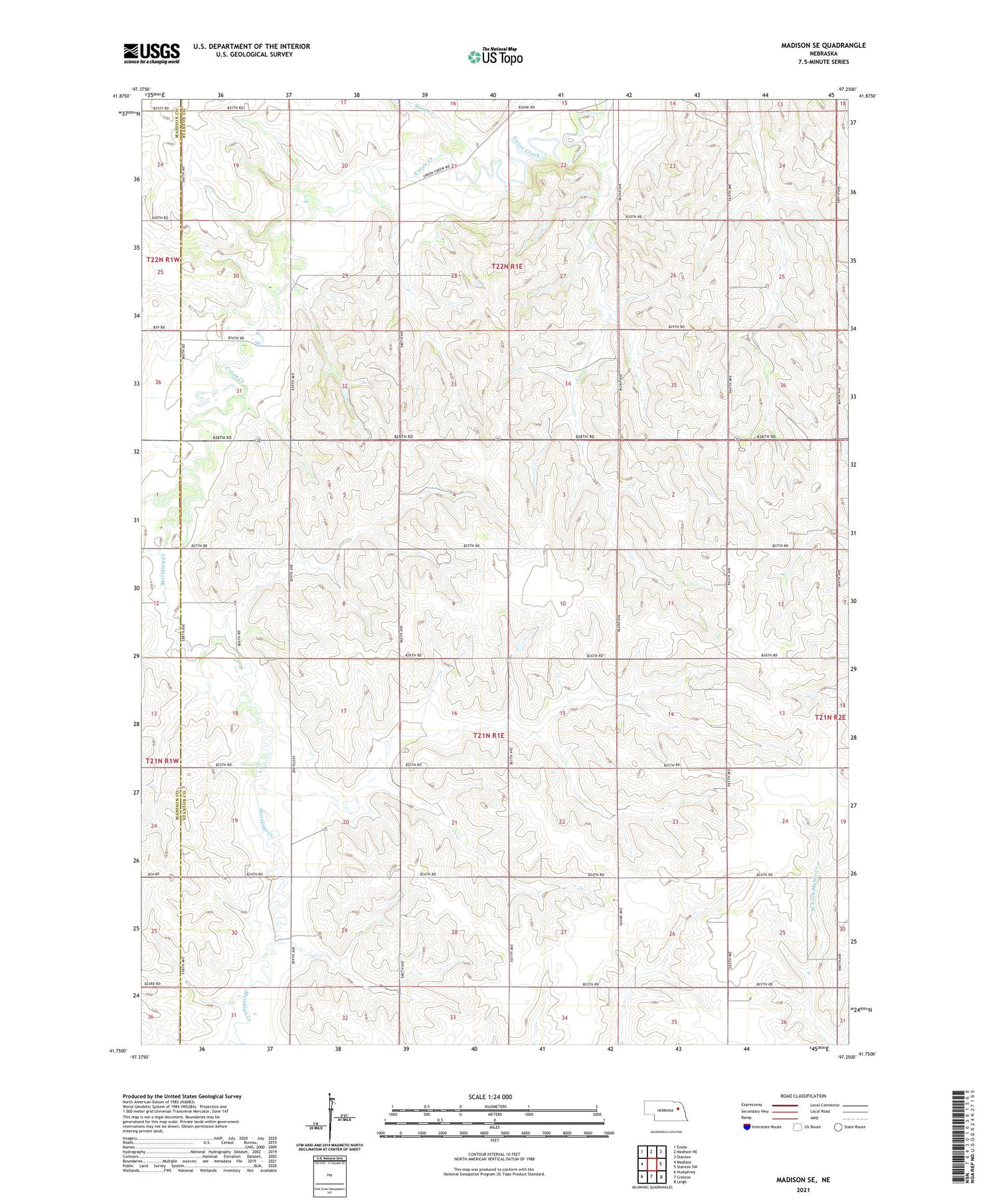 Madison SE Nebraska US Topo Map Image