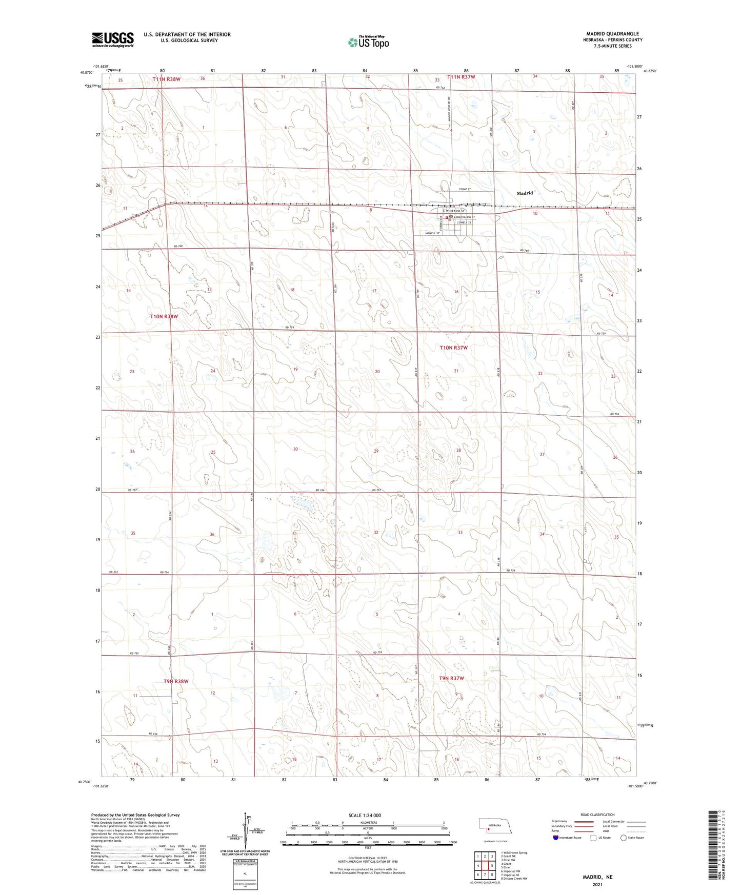 Madrid Nebraska US Topo Map Image