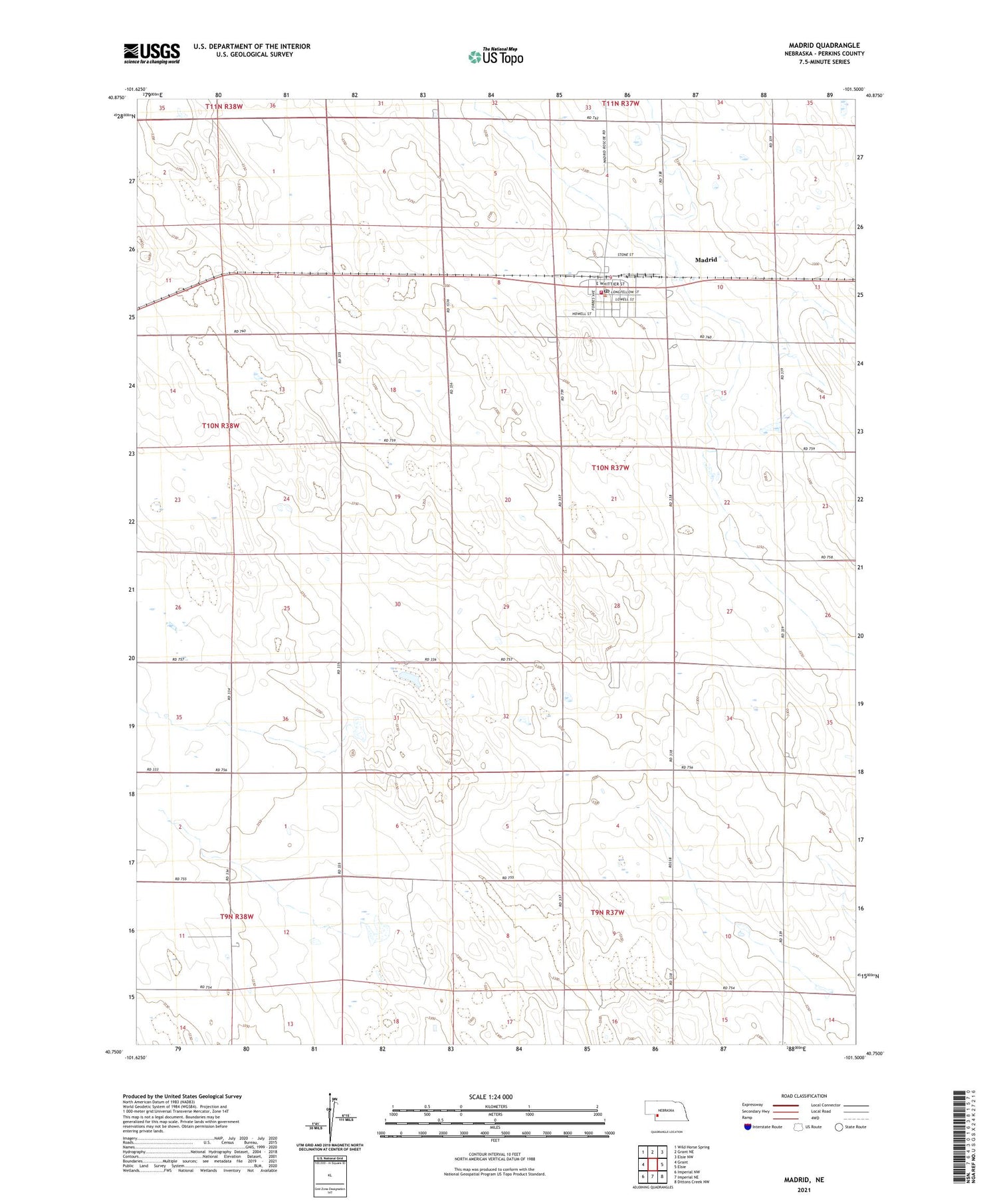 Madrid Nebraska US Topo Map Image