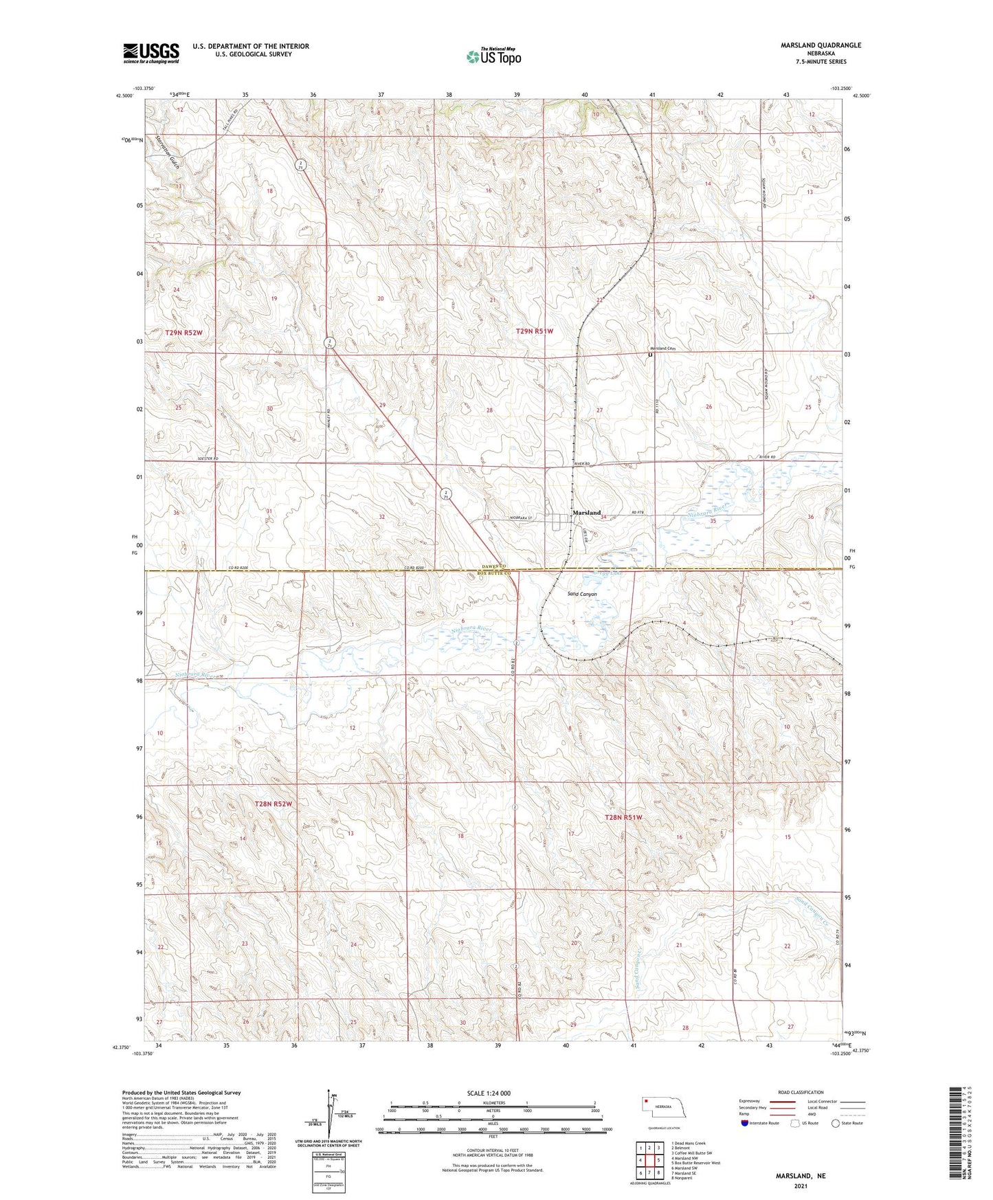 Marsland Nebraska US Topo Map Image