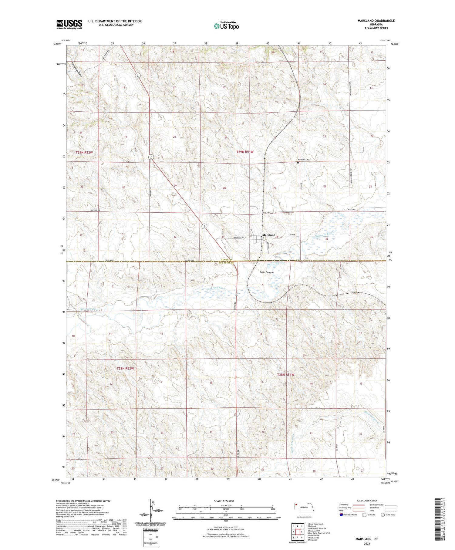 Marsland Nebraska US Topo Map Image