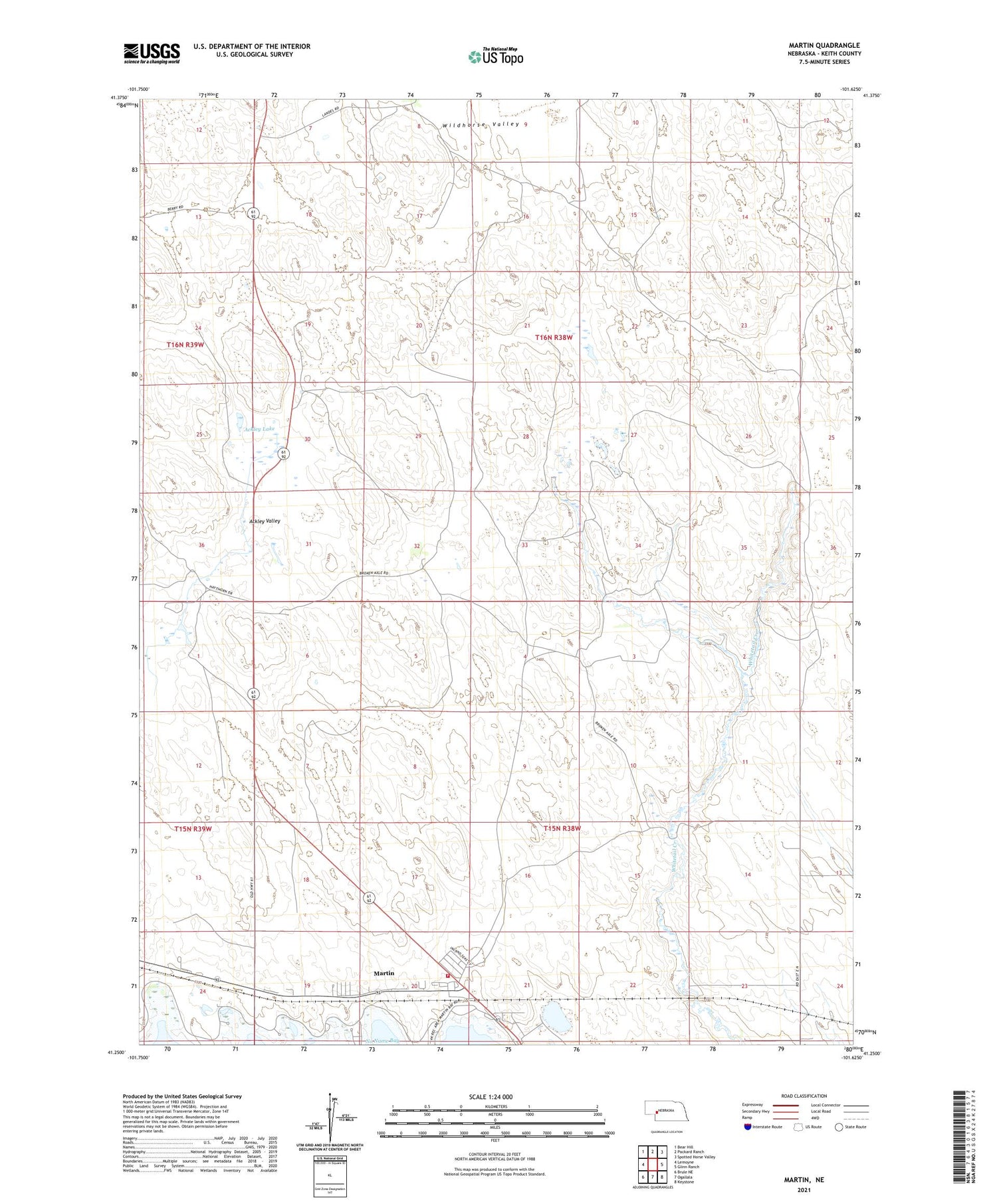 Martin Nebraska US Topo Map Image