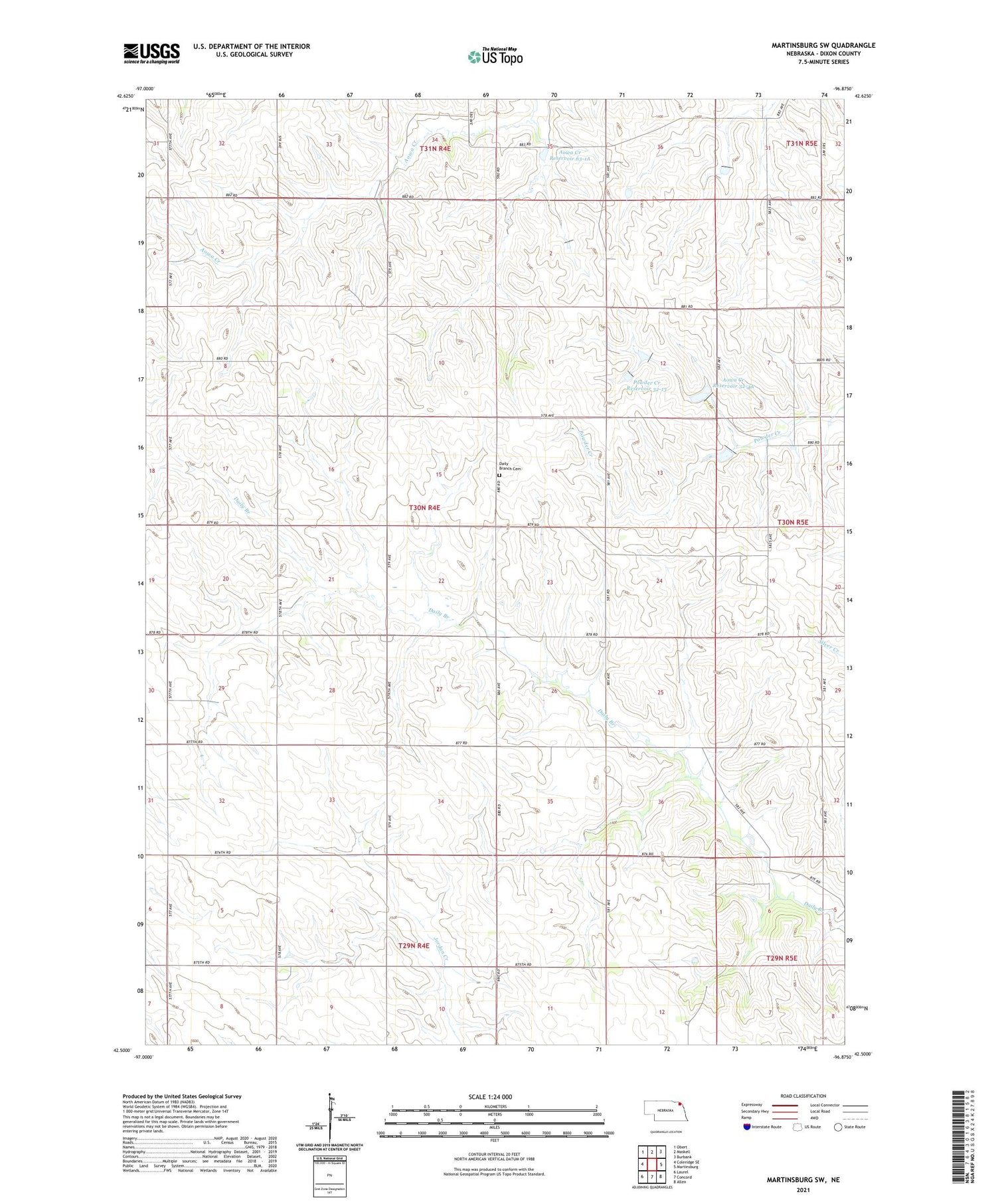 Martinsburg SW Nebraska US Topo Map Image